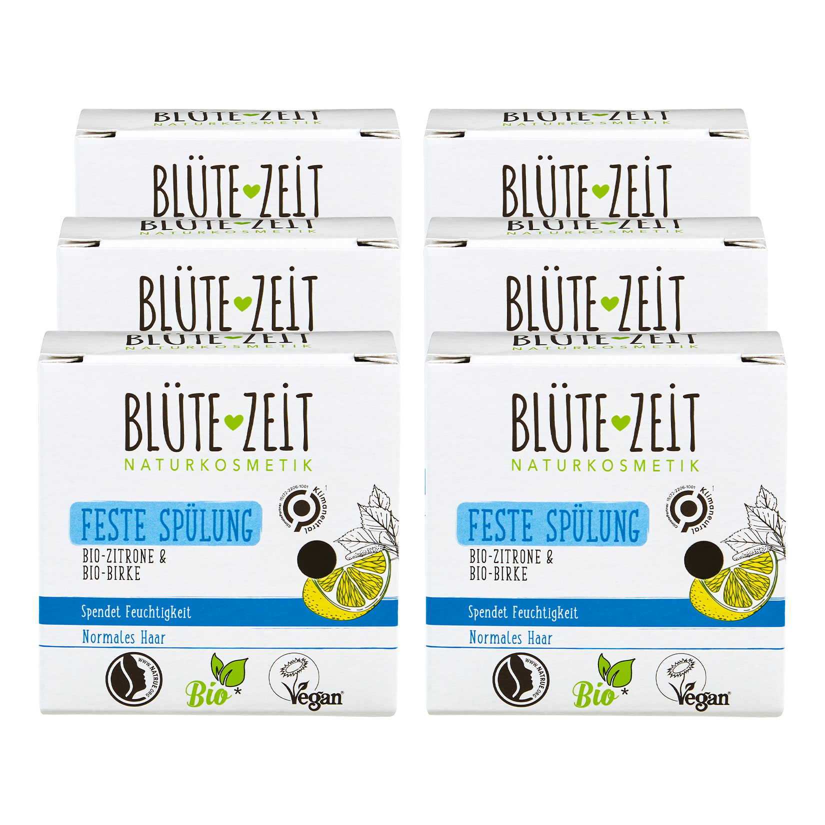 BL&Uuml;TE-ZEIT Feste Sp&uuml;lung Normales Haar Bio-Zitrone & Bio-Birke 60 g, 6er Pack - Bild 1