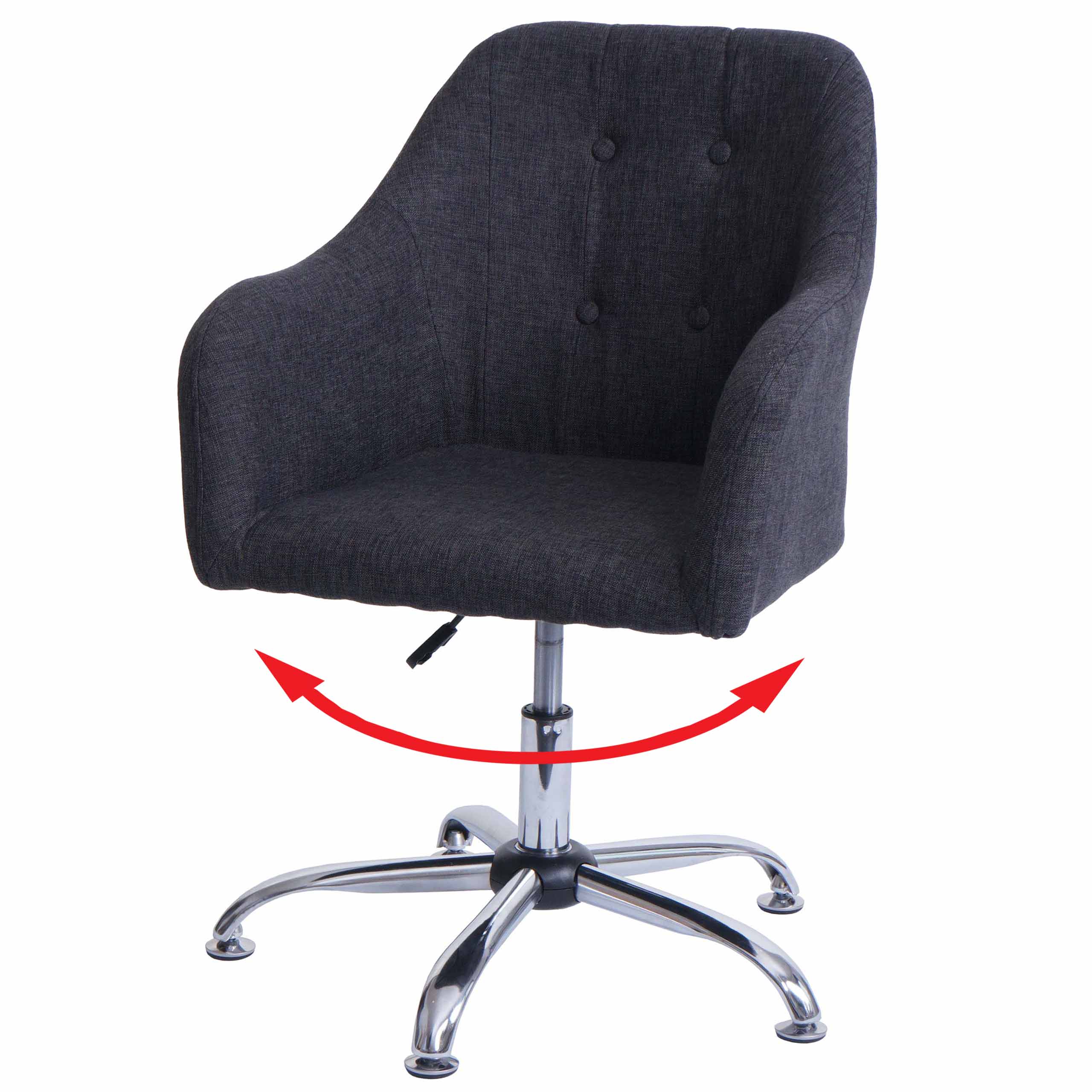 Esszimmerstuhl MCW-L92, K&uuml;chenstuhl Stuhl mit Armlehne, drehbar h&ouml;henverstellbar Metall ~ Stoff/Textil dunkelgrau - Bild 1