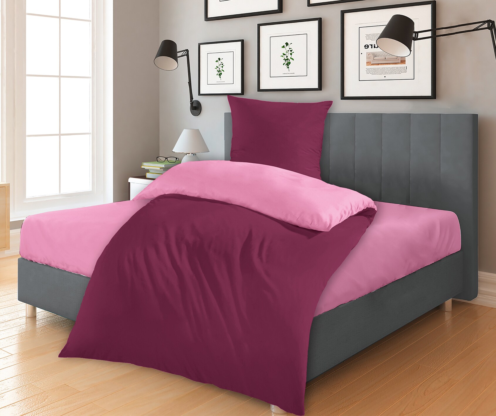 Dekor Cashmere Bettw&auml;sche &Uuml;G, Beere - 80x80 + 155x220cm - Bild 1