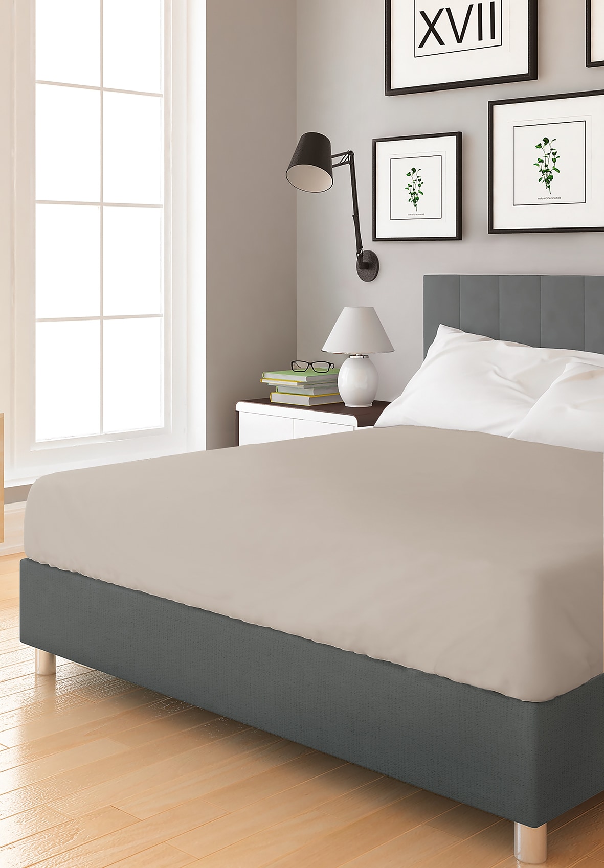 Dekor Spannbetttuch Cashmere-Touch - Taupe - 180-200x200 - Bild 1