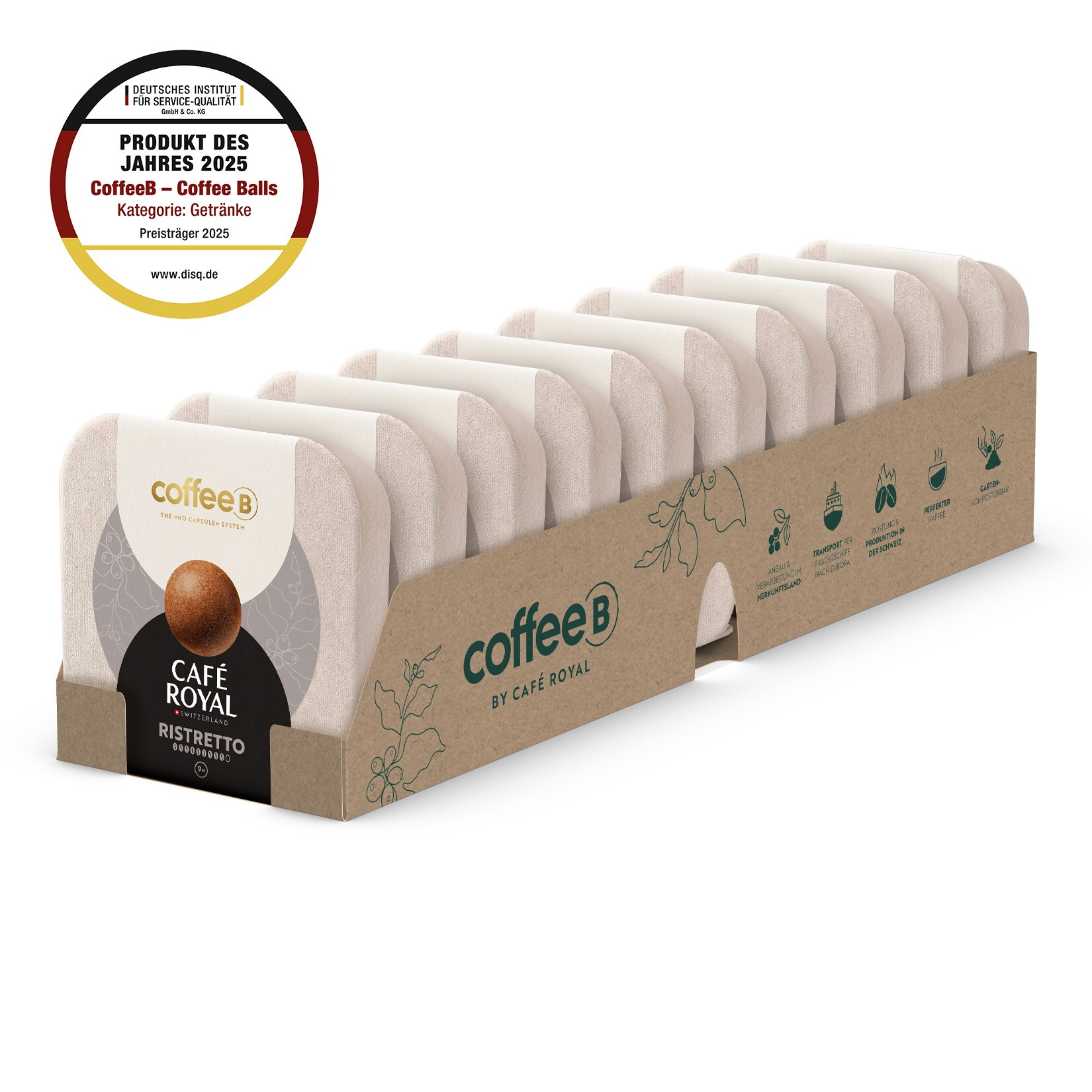 CoffeeB by Café Royal Ristretto 9 Coffee Balls 51g, 10er Pack | 07616500927032