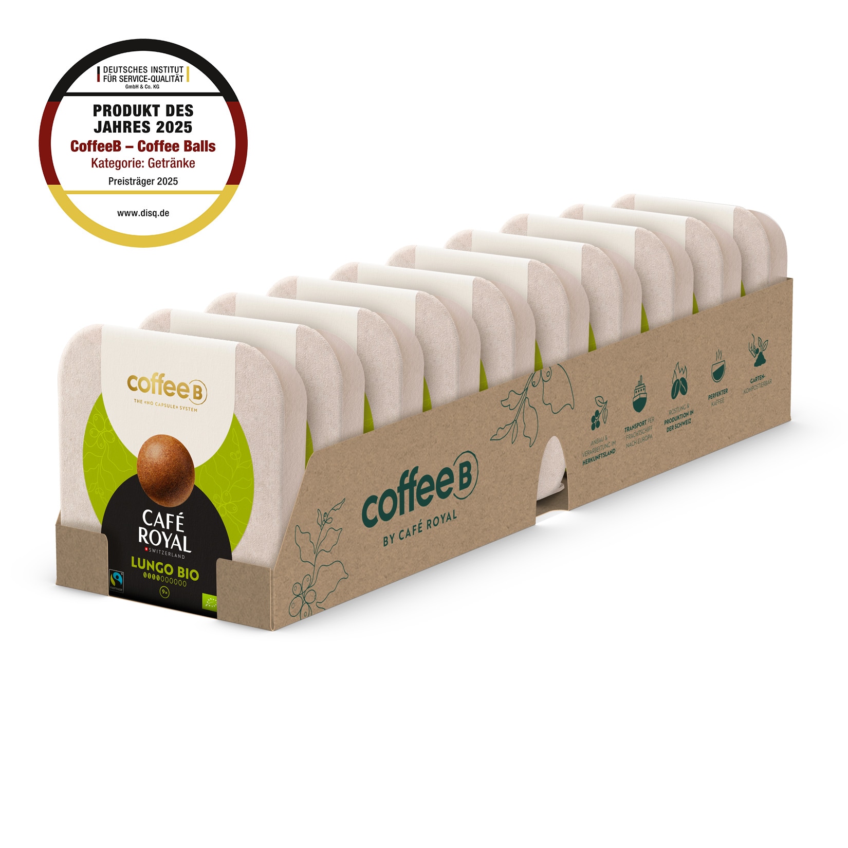 CoffeeB by Caf&eacute; Royal Bio Lungo 9 Coffee Balls 51g, 10er Pack - Bild 1