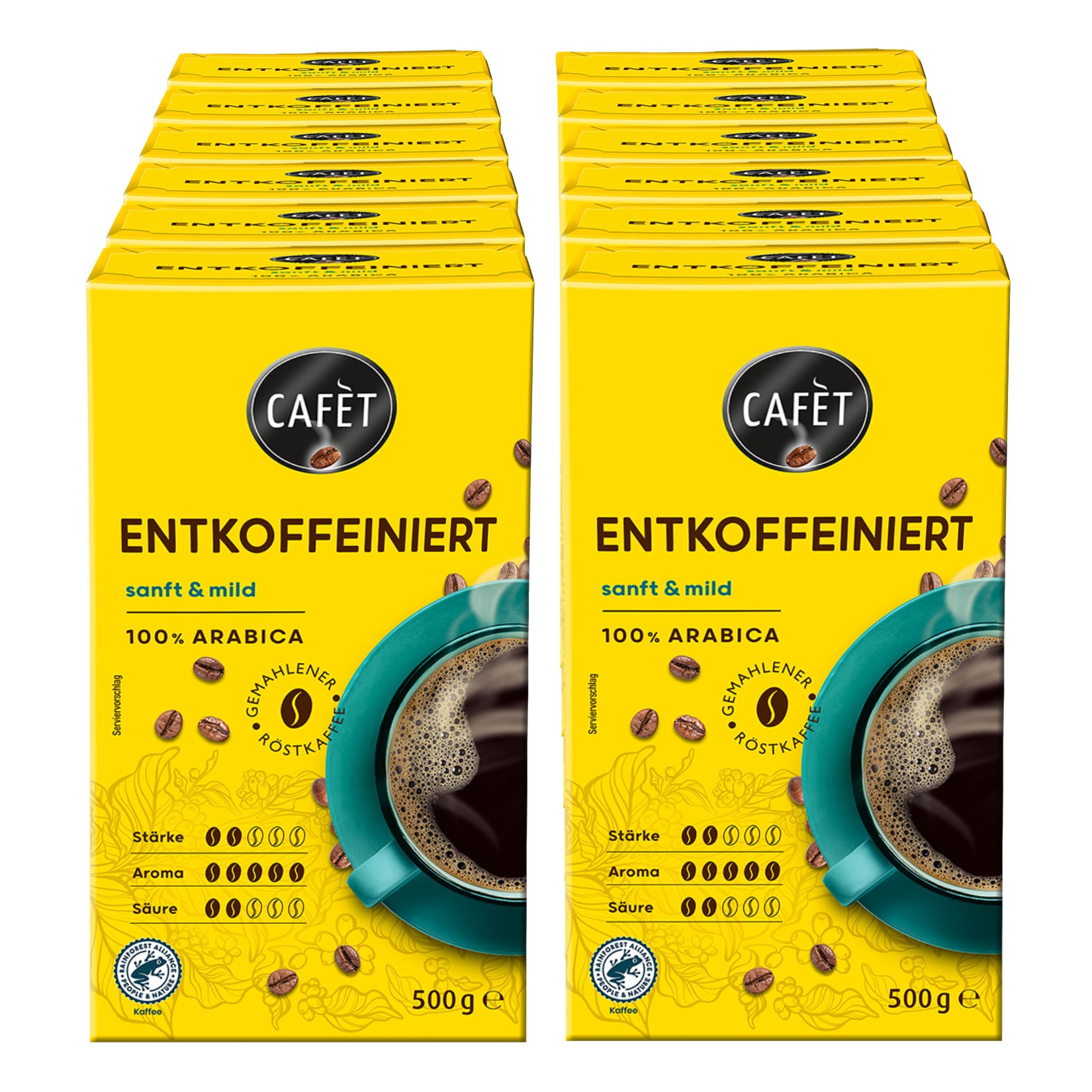 Cafet Entkoffeiniert Filterkaffee 500 g, 12er Pack - Bild 1