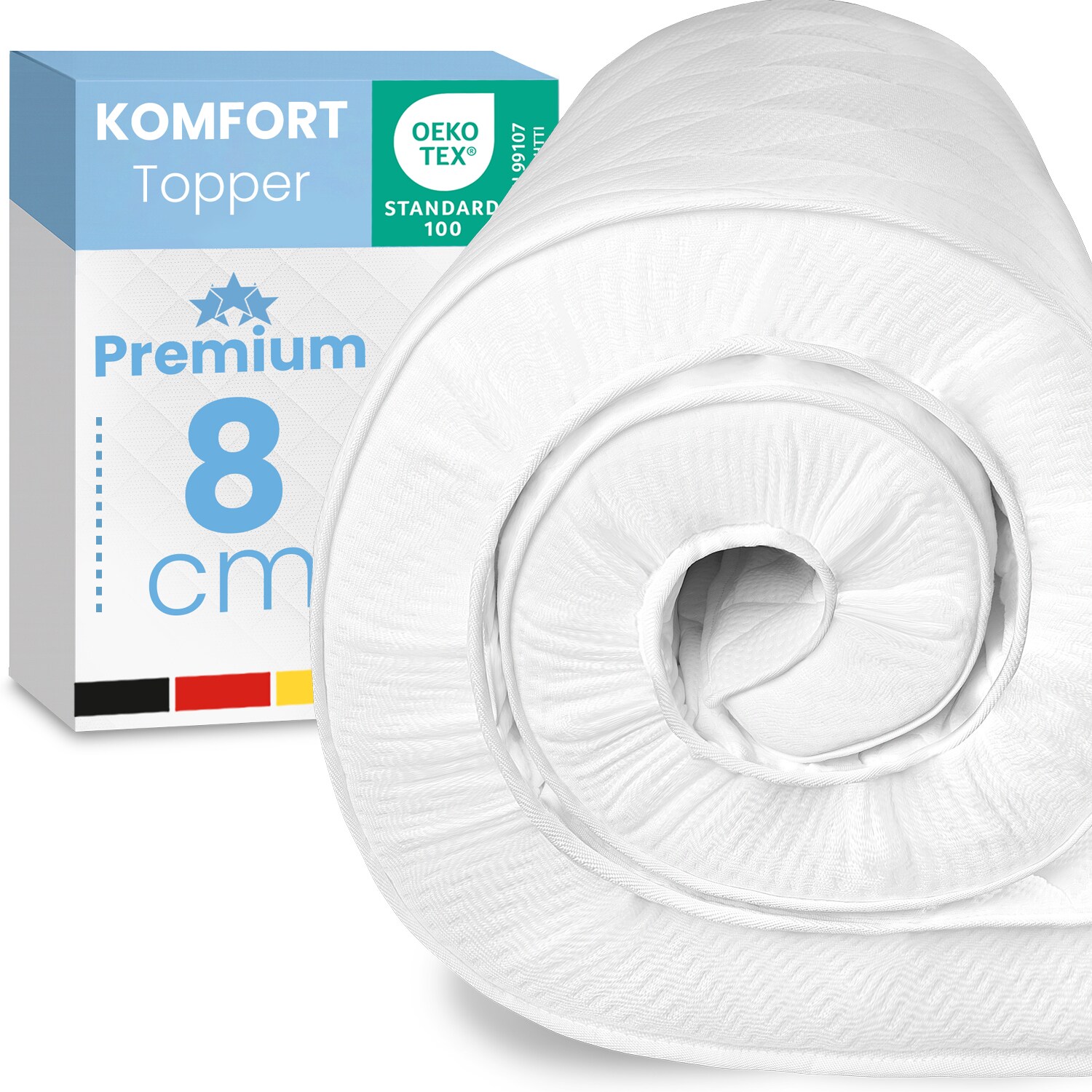 ELONEO Komfortschaum Topper Matratzenauflage, 8 cm dick, 100×190 cm | 04260641680863