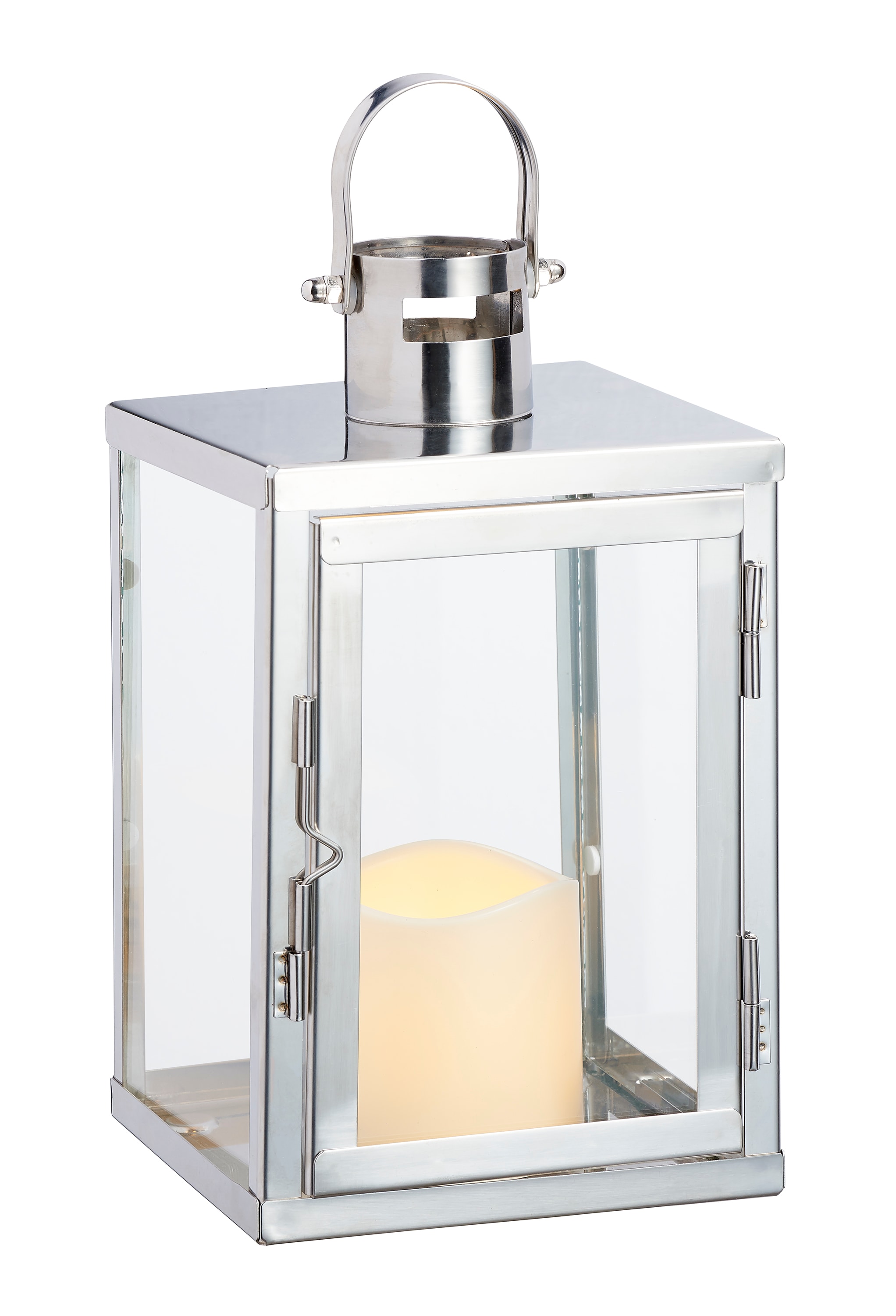 Edelstahl Laterne mit LED Kerze - Hohes Dach - Bild 1