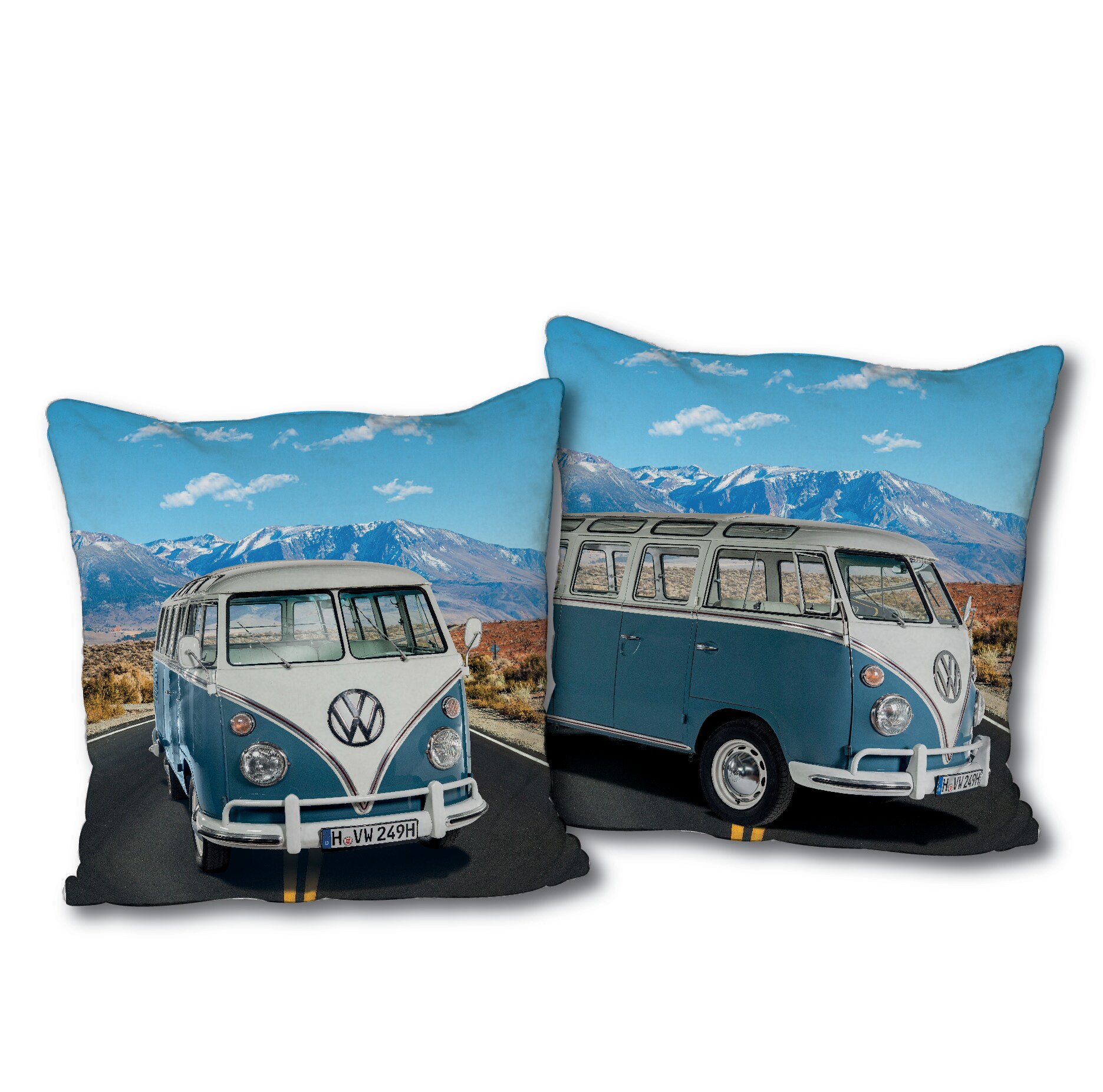 VW VW Bulli Dekokissen -versch. Ausf&uuml;hrungen -VW236 CU, Bulli Blau - Bild 1