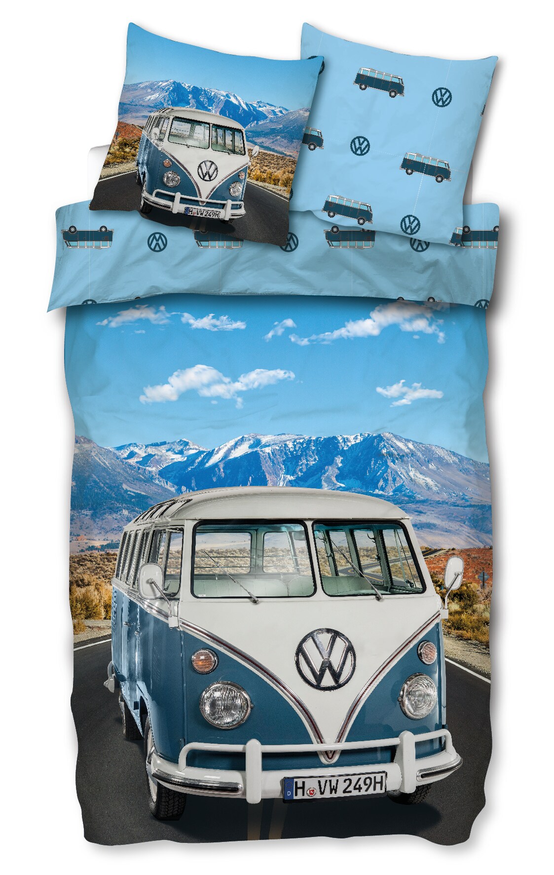 VW VW Bulli Bettw&auml;sche -versch. Ausf&uuml;hrungen -VW236 BL, Bulli Blau - Bild 1