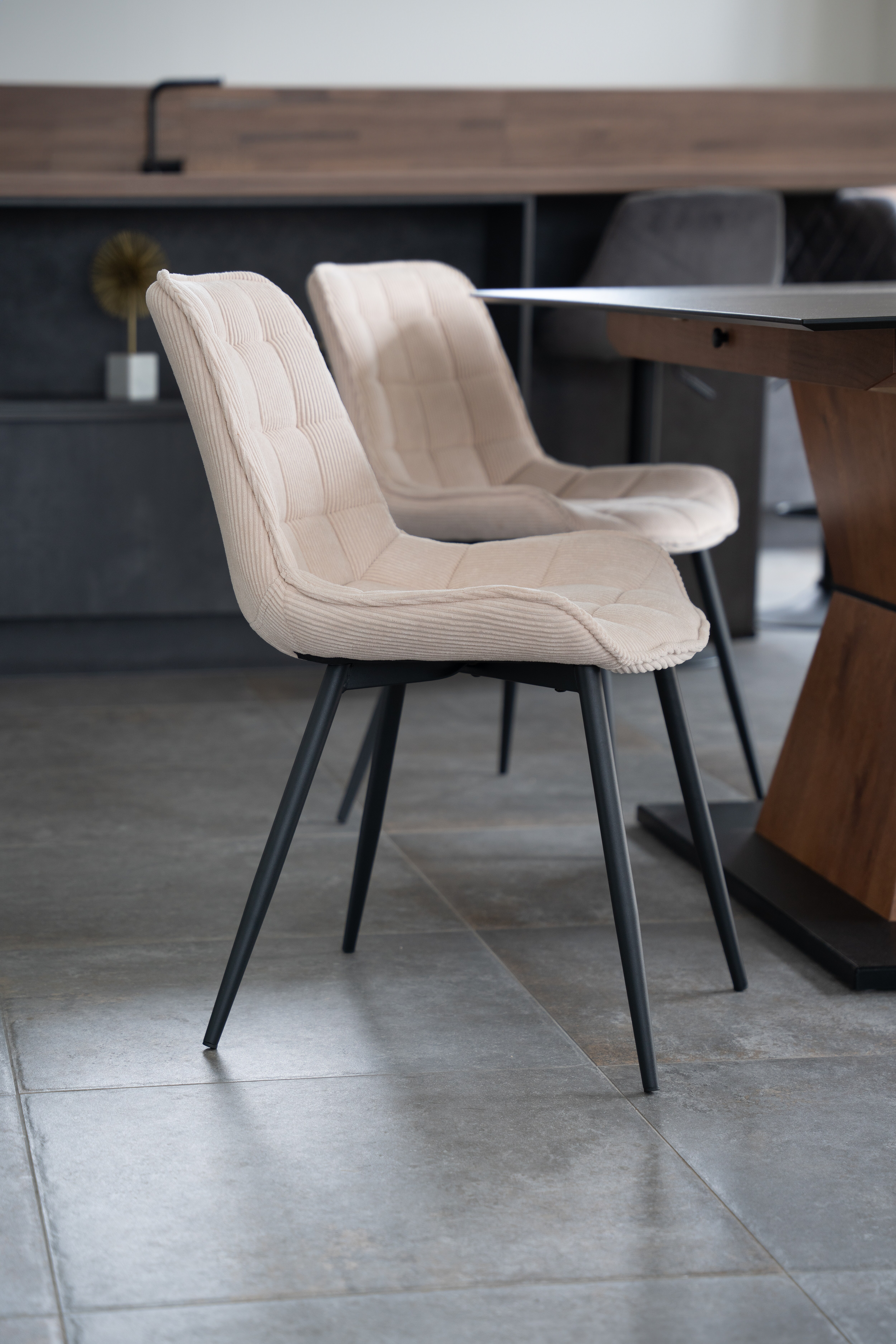 HOME DELUXE Polsterstuhl Esszimmer IKALO - 2er Set - Cord Creme - Bild 1