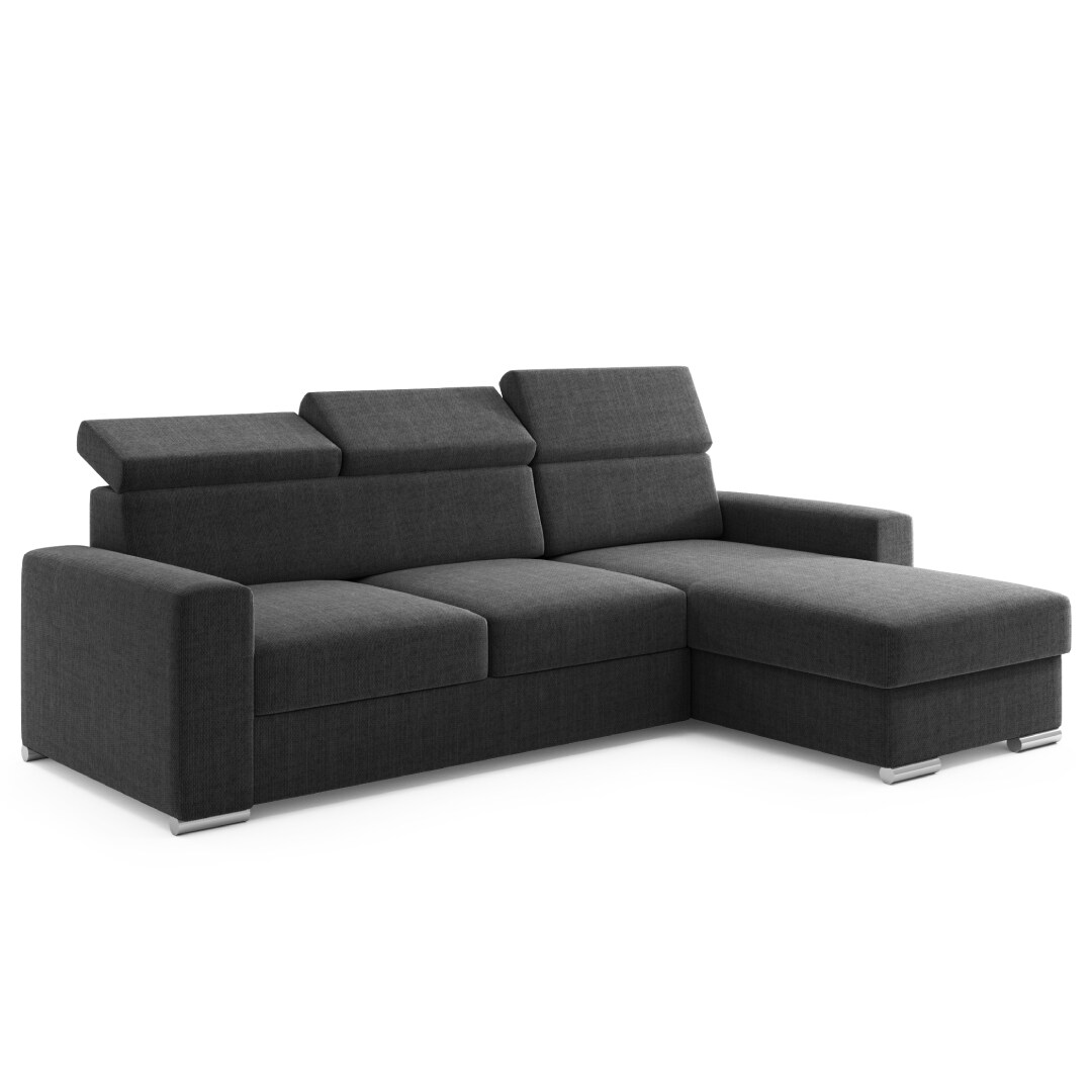 M-Punkt Ecksofa TOKIO mit Bett und Bettkasten Sofa/Schlafsofa – Schwarz | 04262413690438