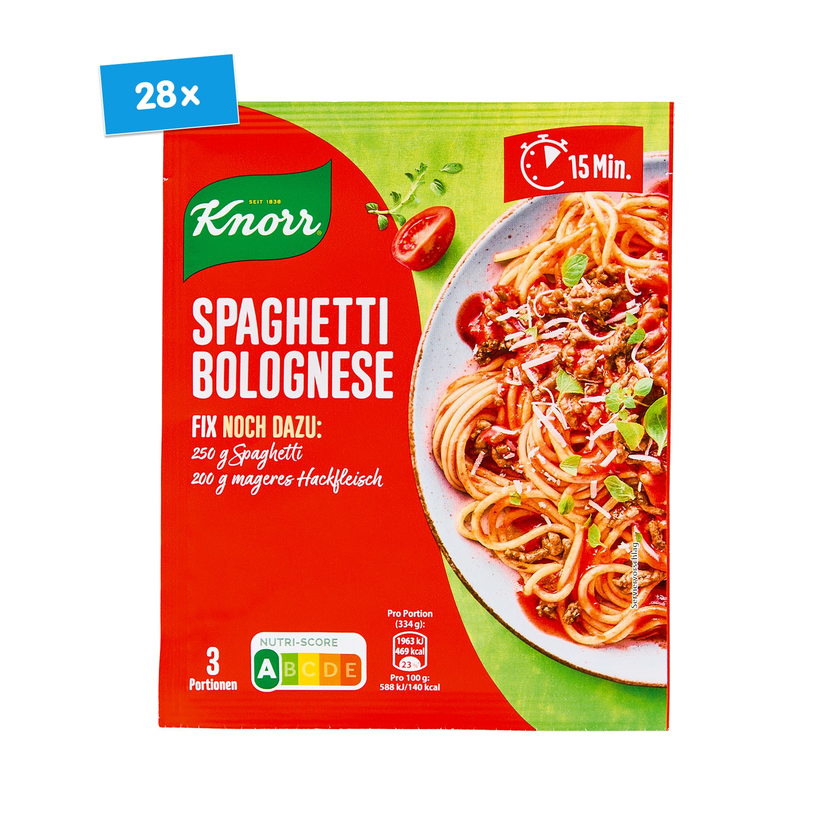 Knorr Fix Spaghetti Bolognese 40 g, 28er Pack - Bild 1