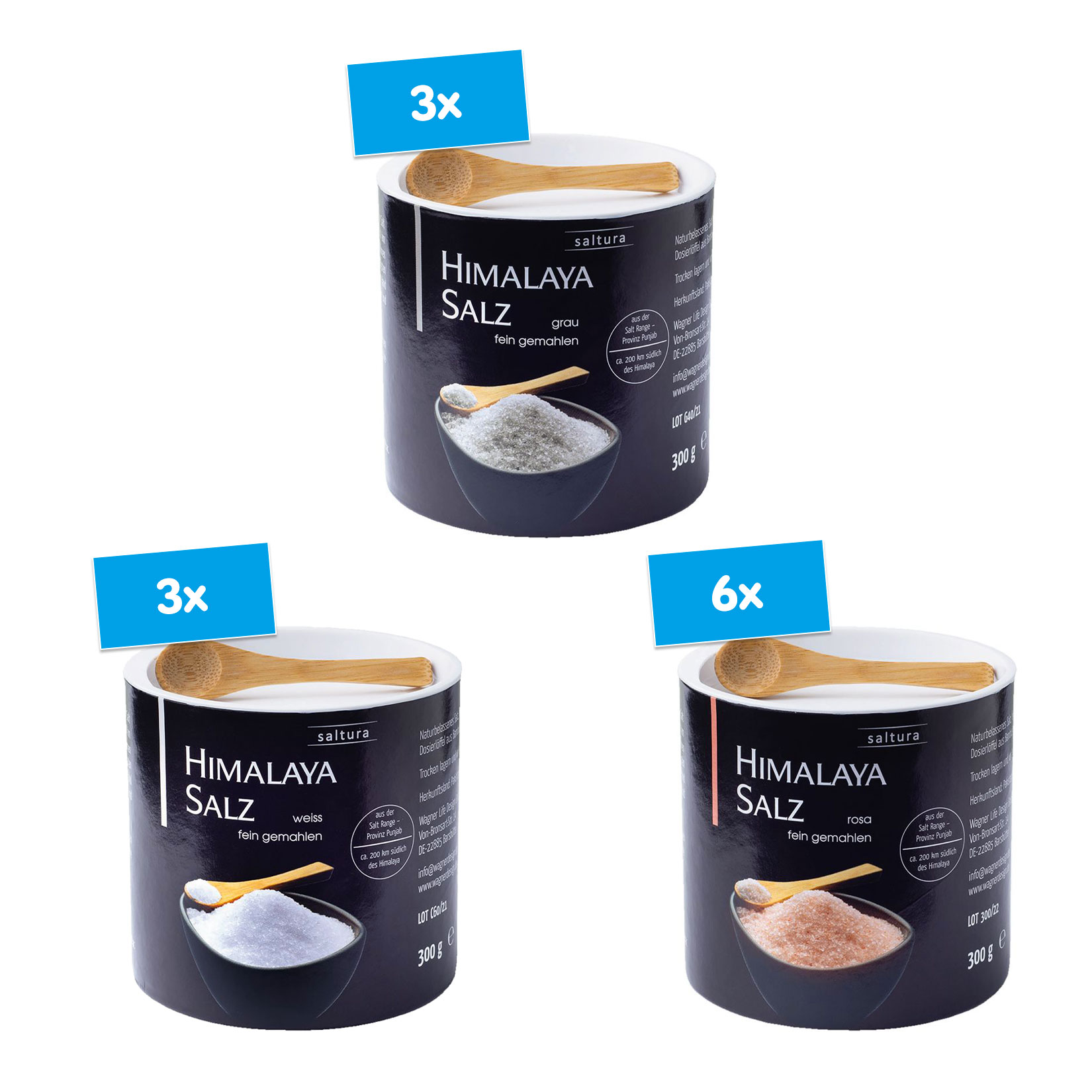 Saltura Himalaya Salz 300 g, verschiedene Sorten, 12er Pack - Bild 1