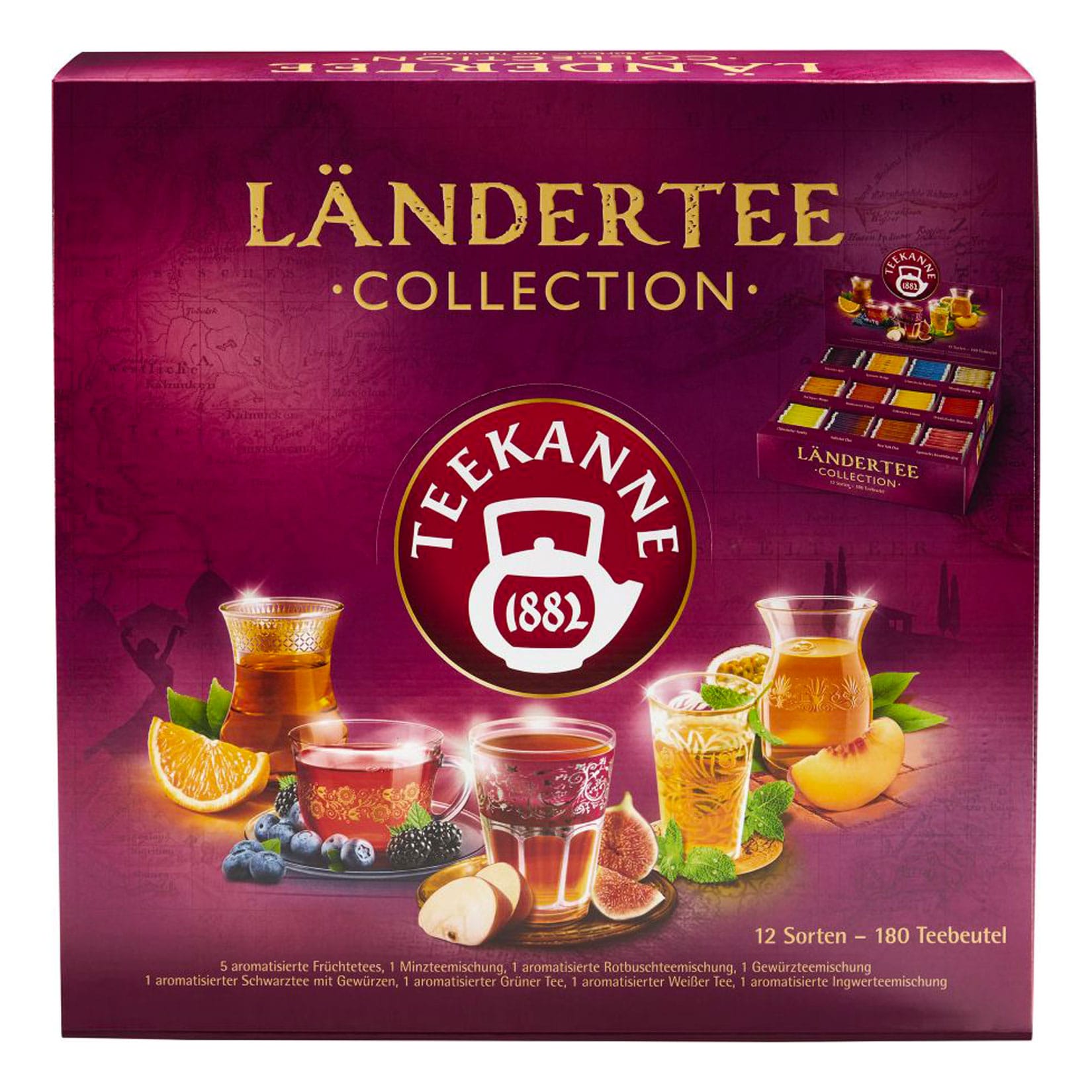 Teekanne L&auml;ndertee Collection Box 180 Teebeutel in 12 Sorten 383 g - Bild 1