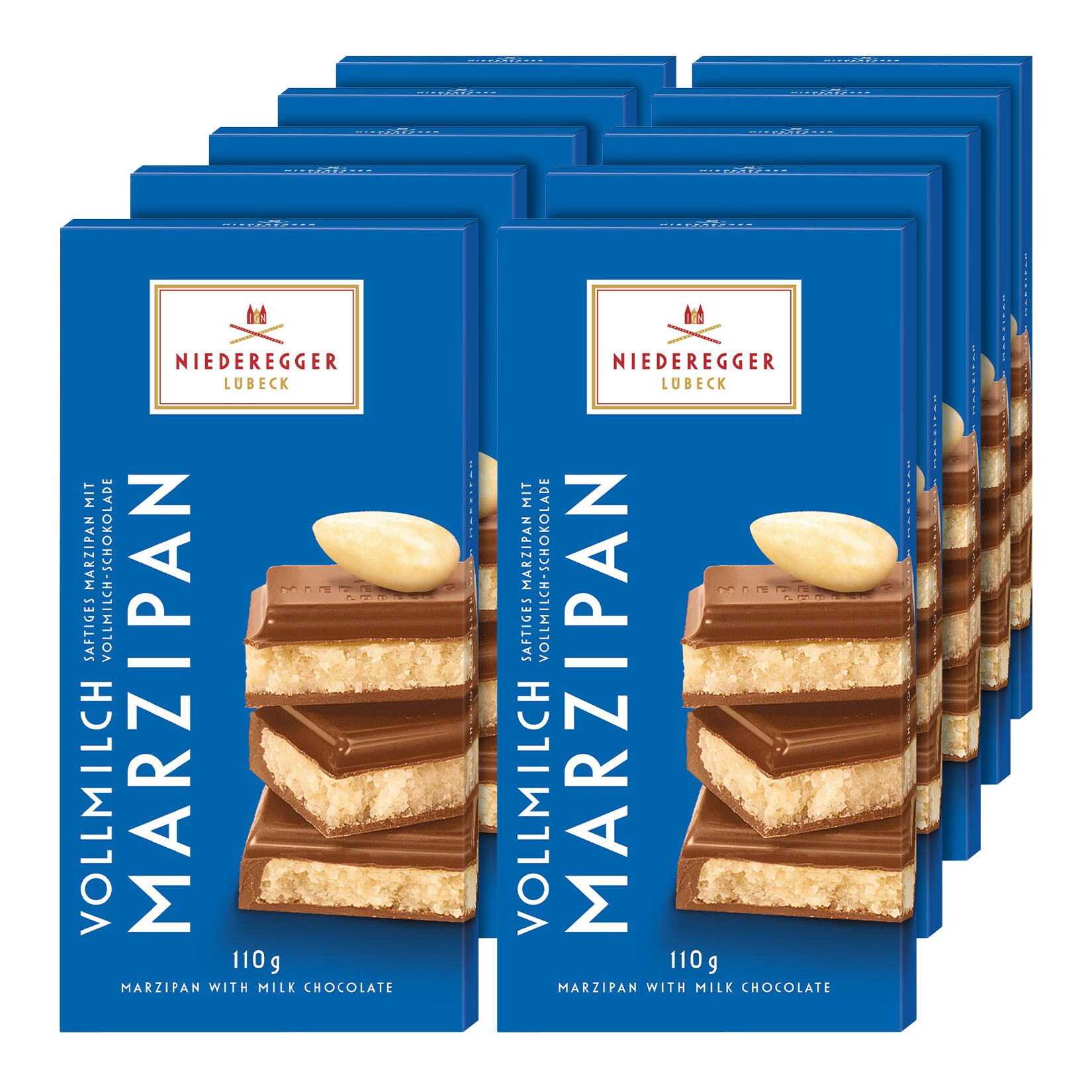 Niederegger Marzipan Vollmilch Schokolade 110 g, 10er Pack - Bild 1