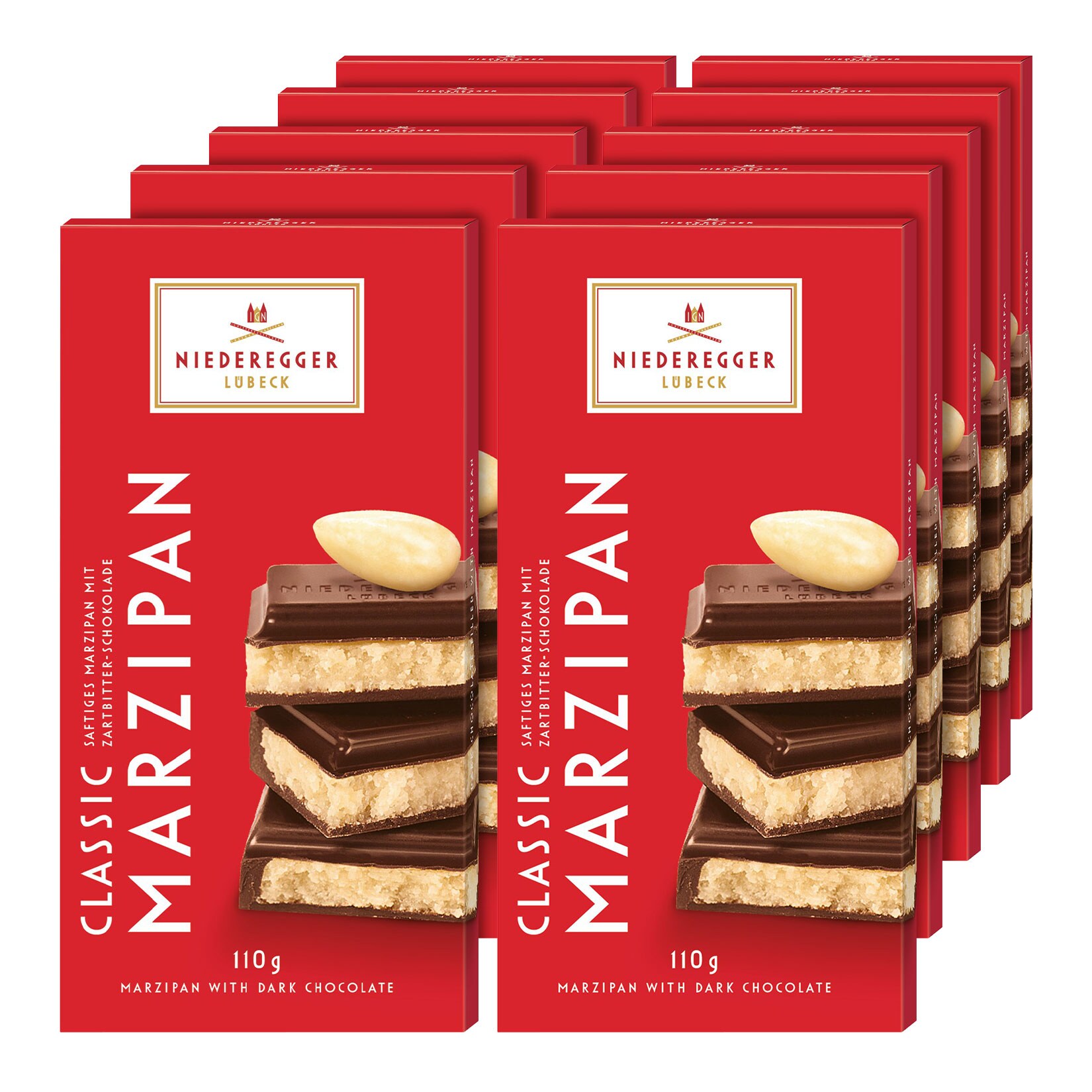 Niederegger Marzipan Zartbitter Schokolade 110 g, 10er Pack - Bild 1