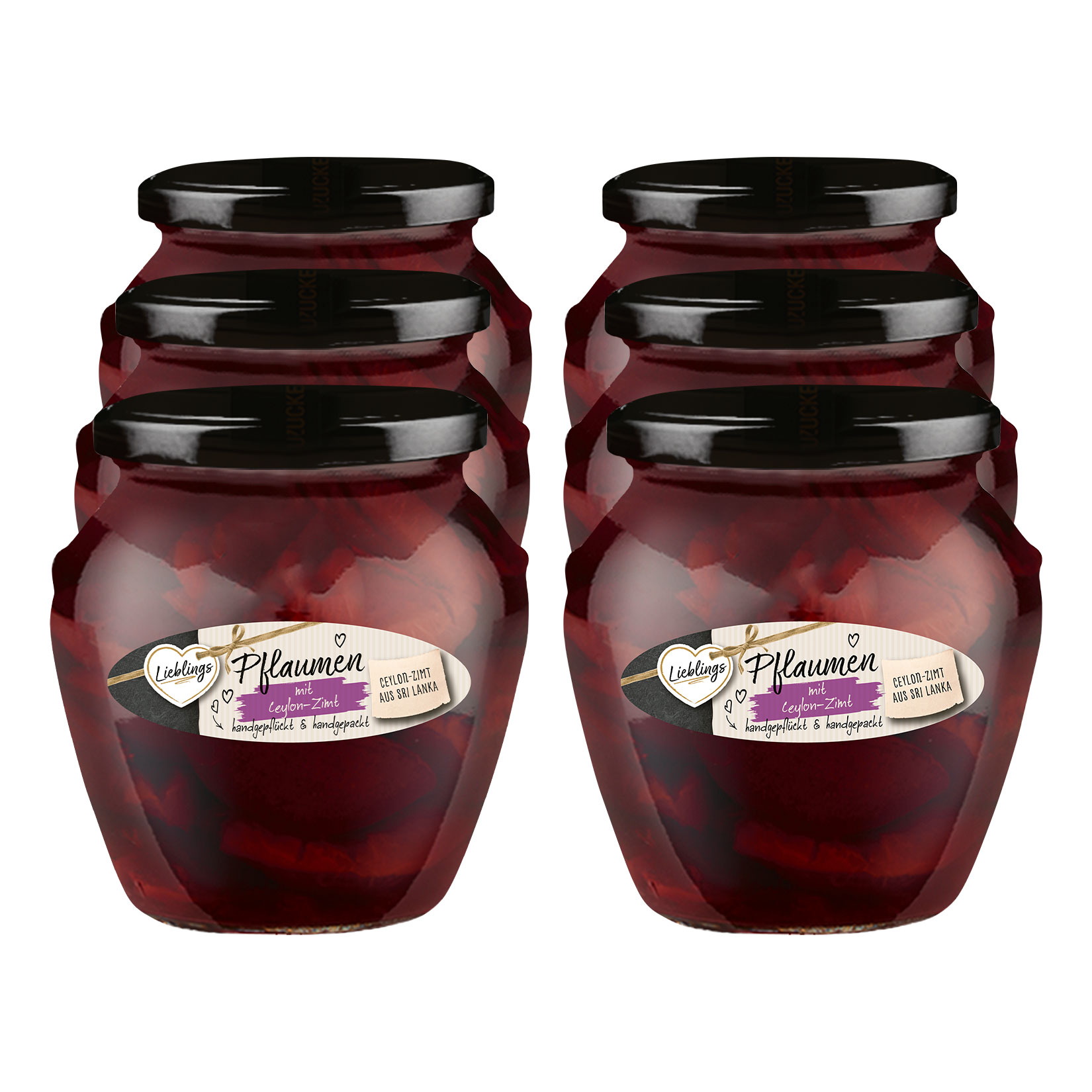 Lieblings Pflaumen mit Zimt 305 g Abtropfgewicht, 6er Pack - Bild 1