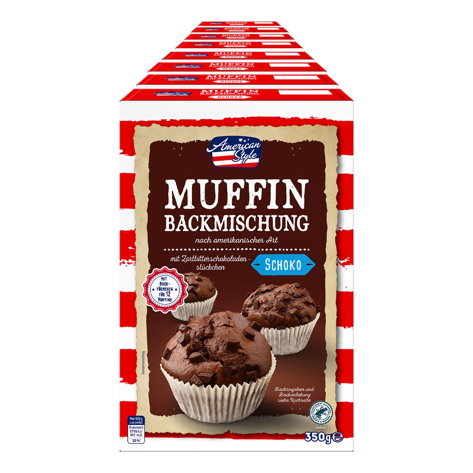 American Style Backmischung Schoko Muffins 350 g, 8er Pack - Bild 1