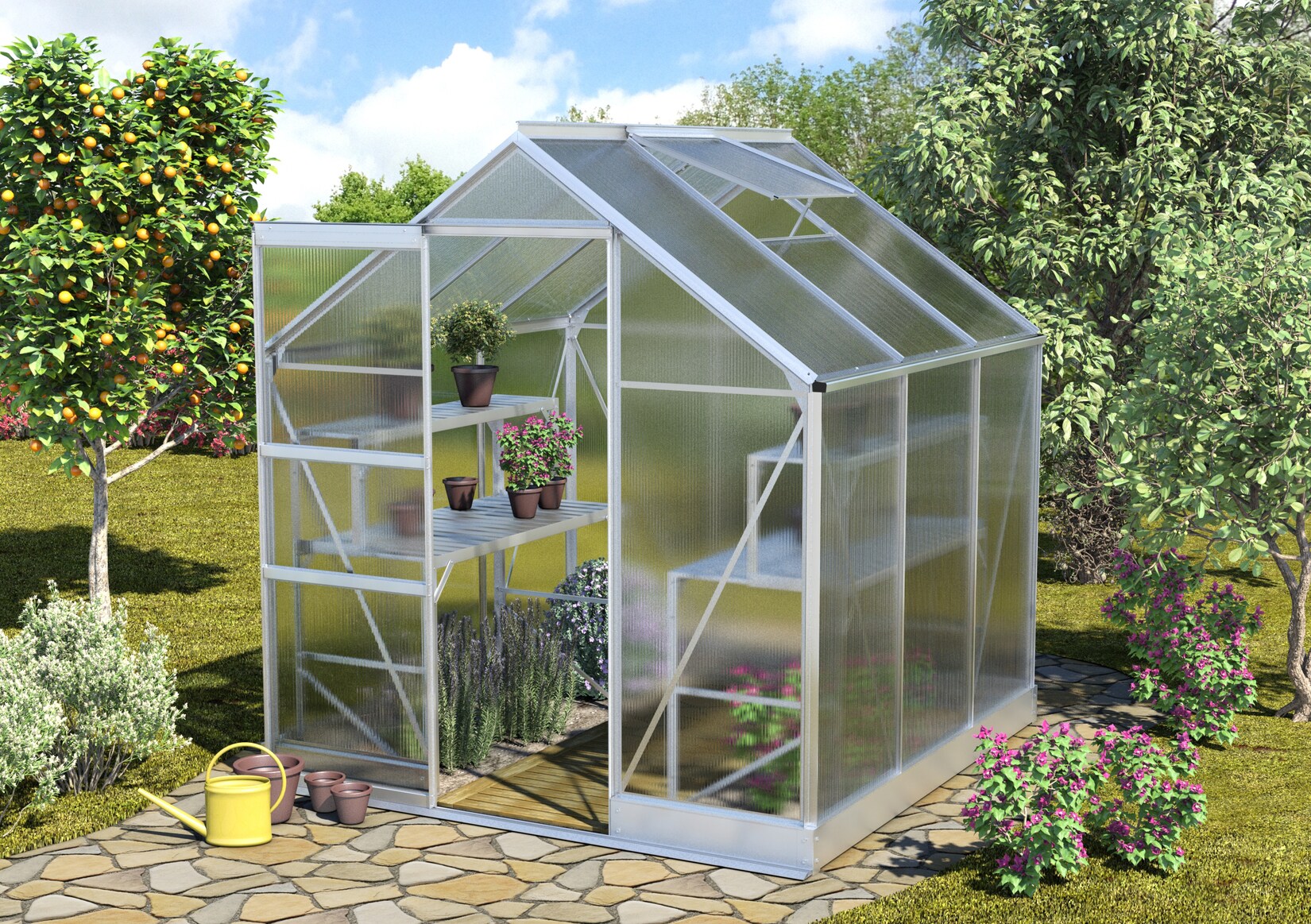 Comfort Edition Apollo 3800 HKP4mm, alu inkl. automatischem Fensteröffner, Alutisch und Tropfschlauch für Hoch- und Frühbeete | 04005717245375