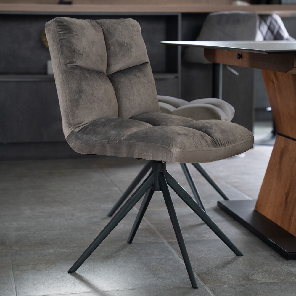 HOME DELUXE Esszimmerstuhl drehbar 2er Set NODA &ndash; Samt Hellgrau - Bild 1