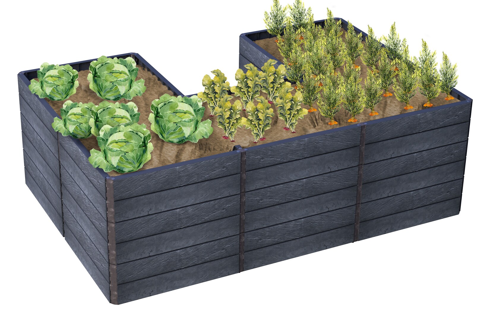 GARANTIA ERGO QUADRO U L 75 Hochbeet Stone, inkl. FLORA Wassersparsystem | 04023122283164