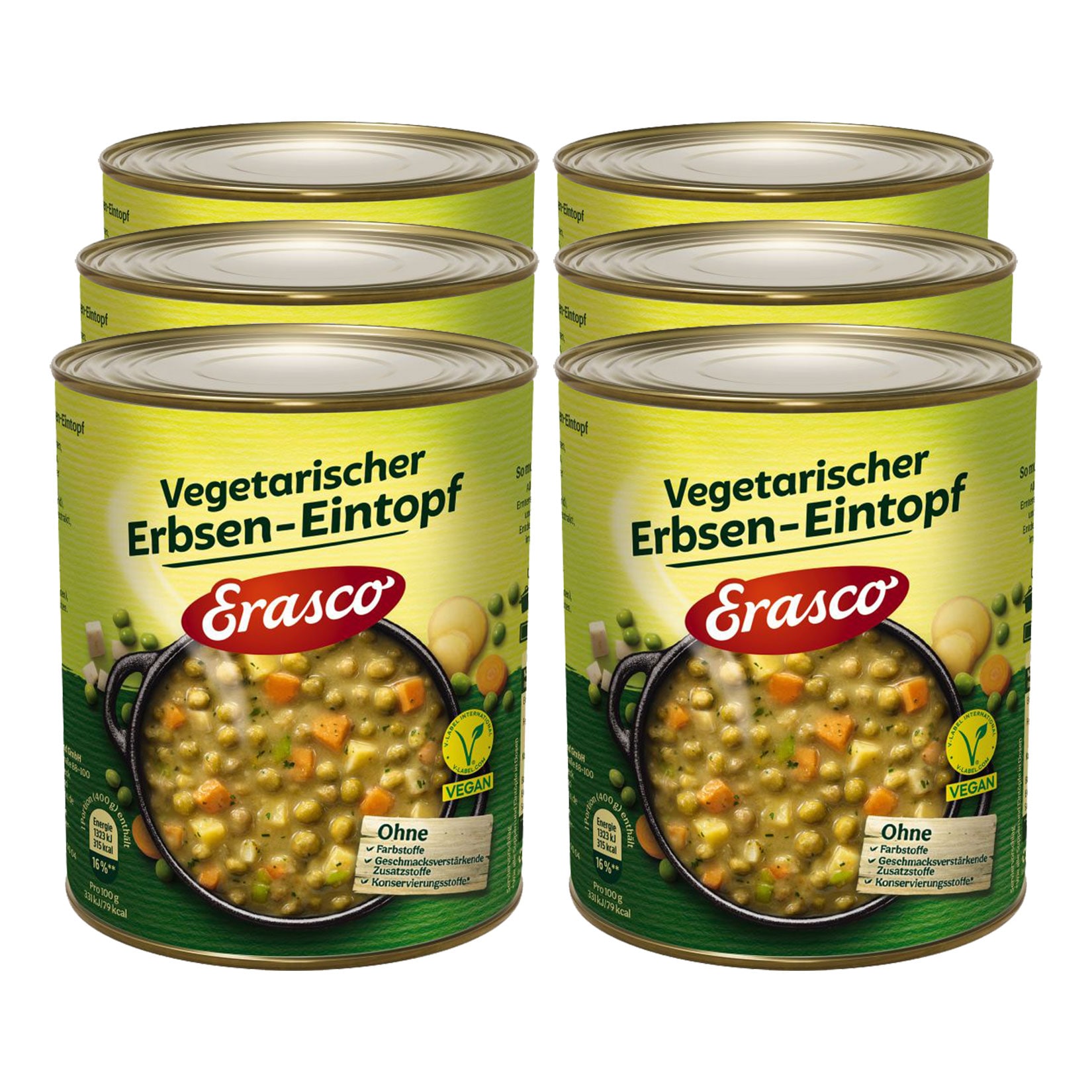 Erasco Vegetarischer Erbsen-Eintopf 800 g, 6er Pack - Bild 1
