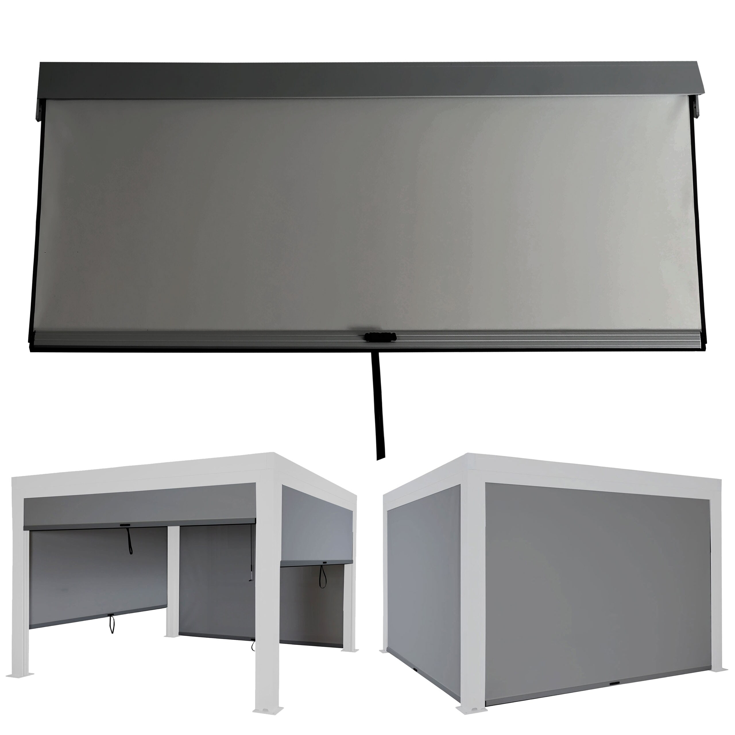 Seitenwand f&uuml;r Pergola MCW-L46, Pavillon Rollo Ersatzseitenwand, Stoff/Textil sturmfest 3x4m ~ anthrazit - Bild 1