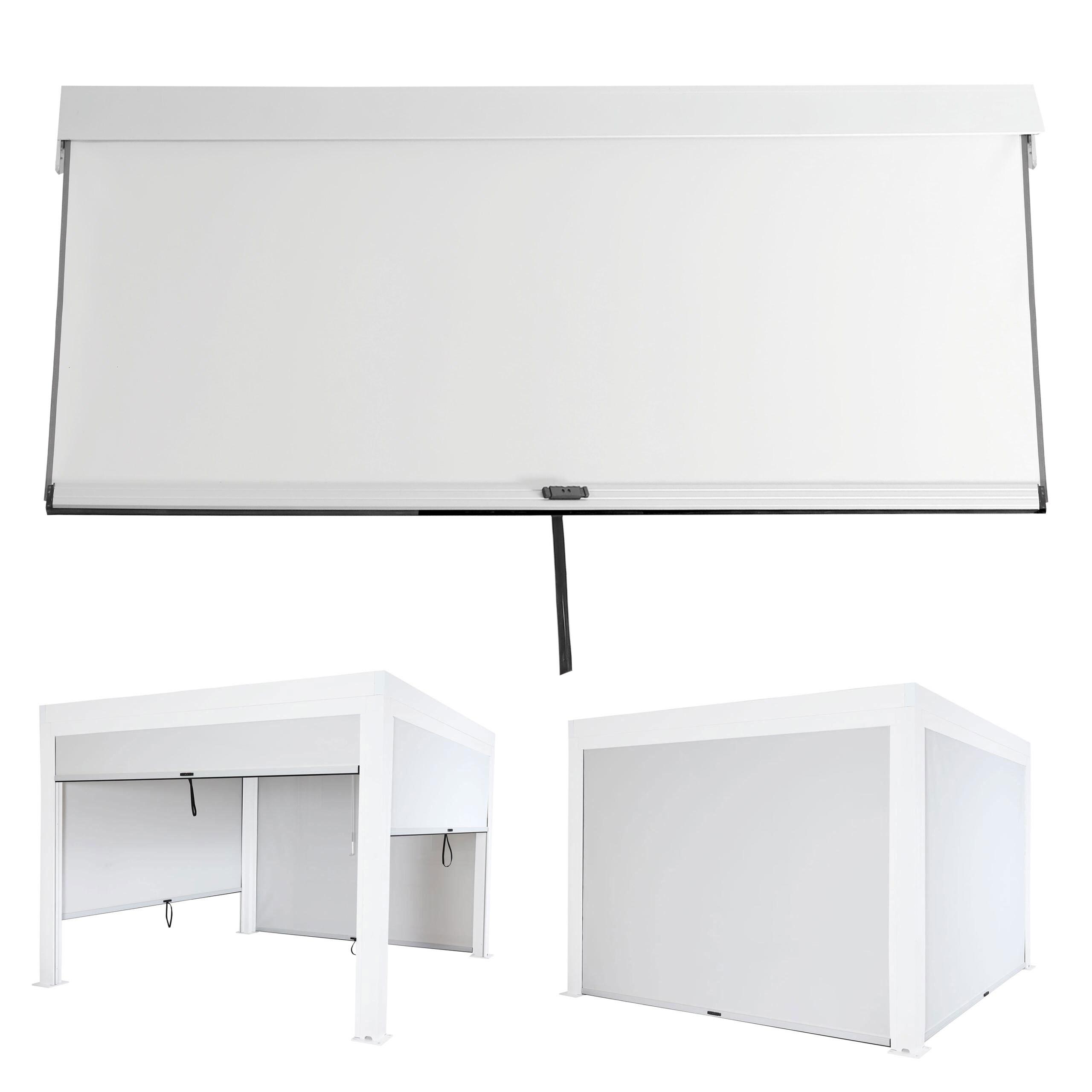Seitenwand f&uuml;r Pergola MCW-L46, 4er-Set Pavillon Rollo Ersatzseitenwand, Stoff/Textil sturmfest 3x3m ~ wei&szlig; - Bild 1