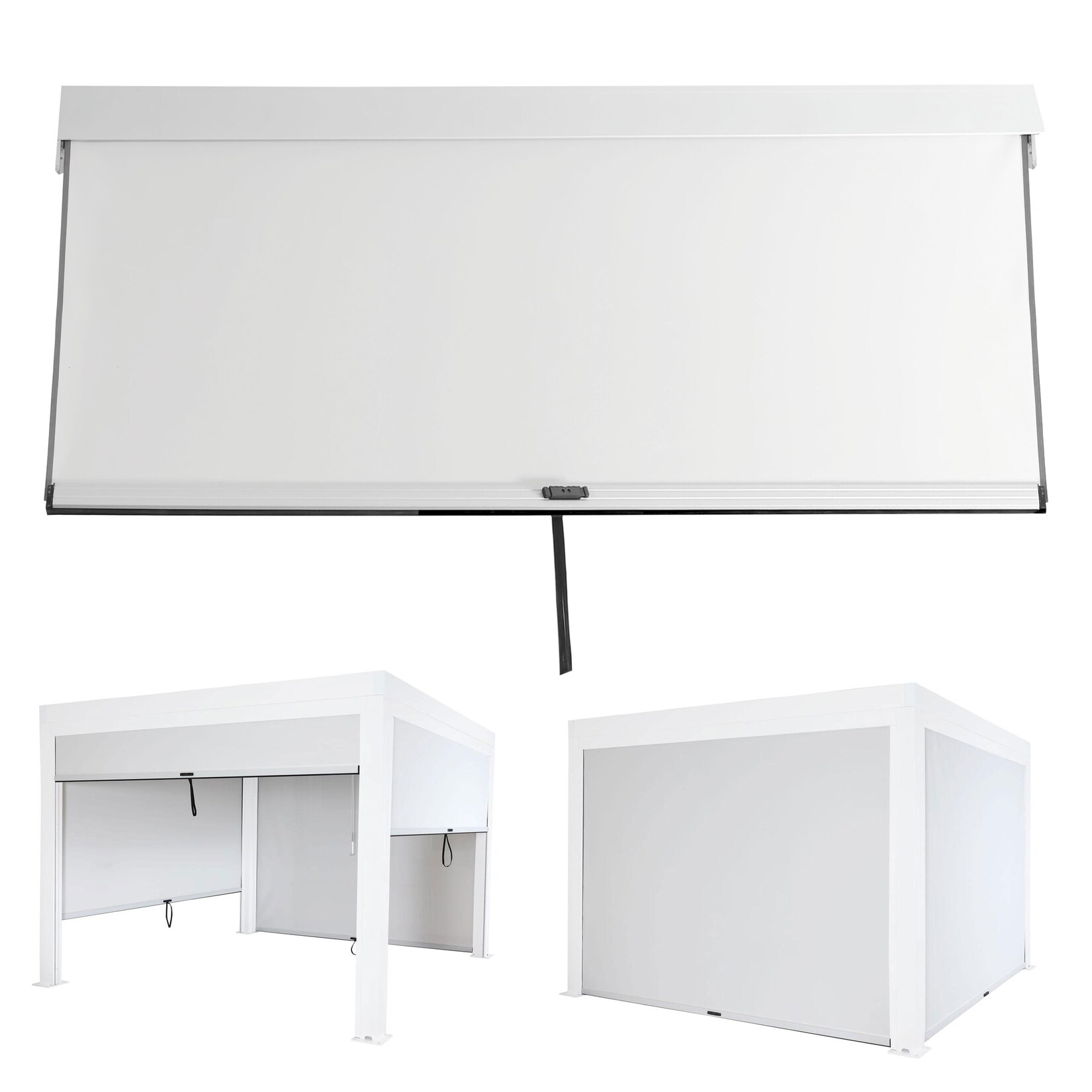 Seitenwand für Pergola MCW-L46, 4er-Set Pavillon Rollo Ersatzseitenwand, Stoff/Textil sturmfest 3x3m ~ weiß | 04057651569567