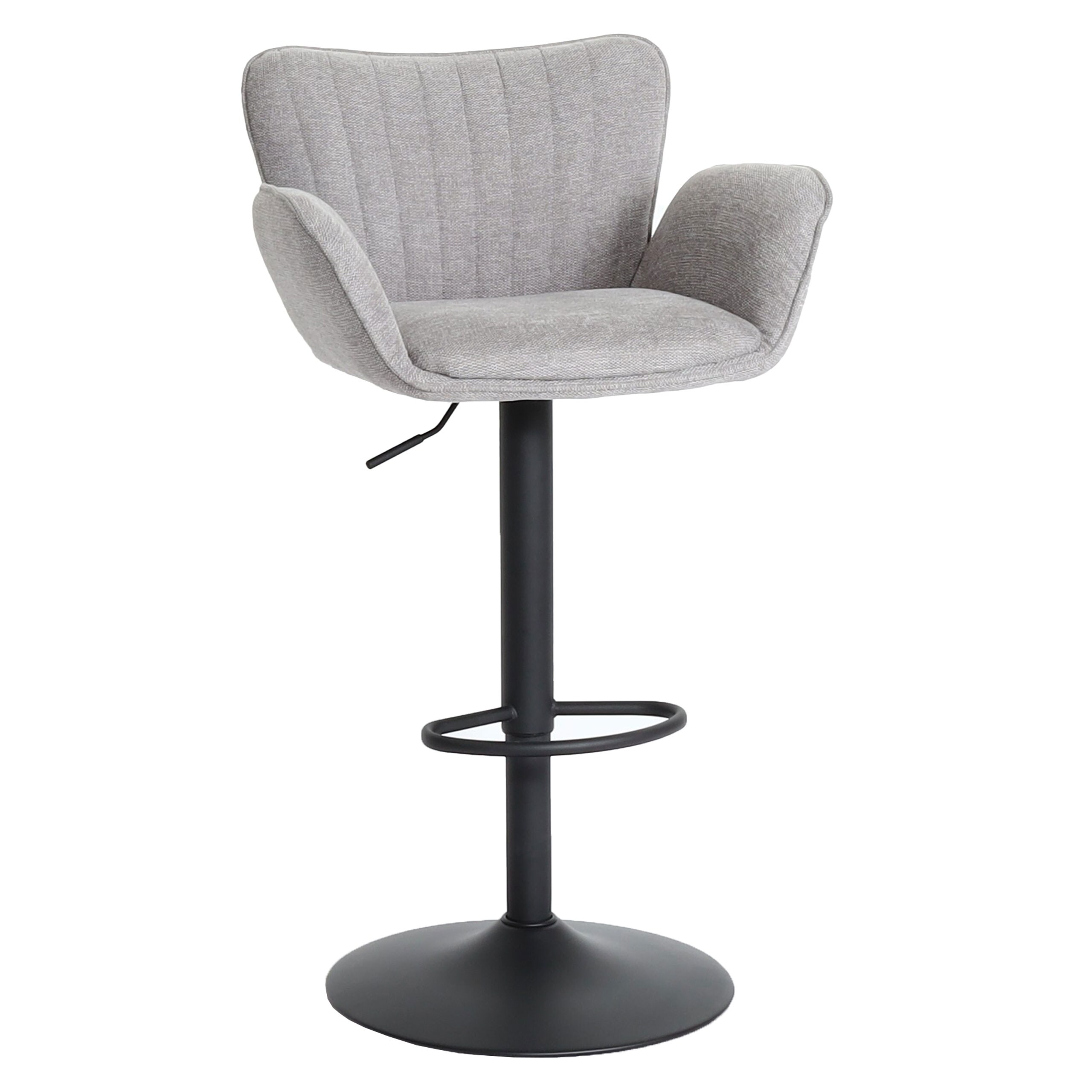 Barhocker MCW-M67, Drehstuhl Barstuhl, mit Armlehne Fu&szlig;ablage drehbar Stoff/Textil Eisen MVG ~ hellgrau Fu&szlig; schwarz - Bild 1