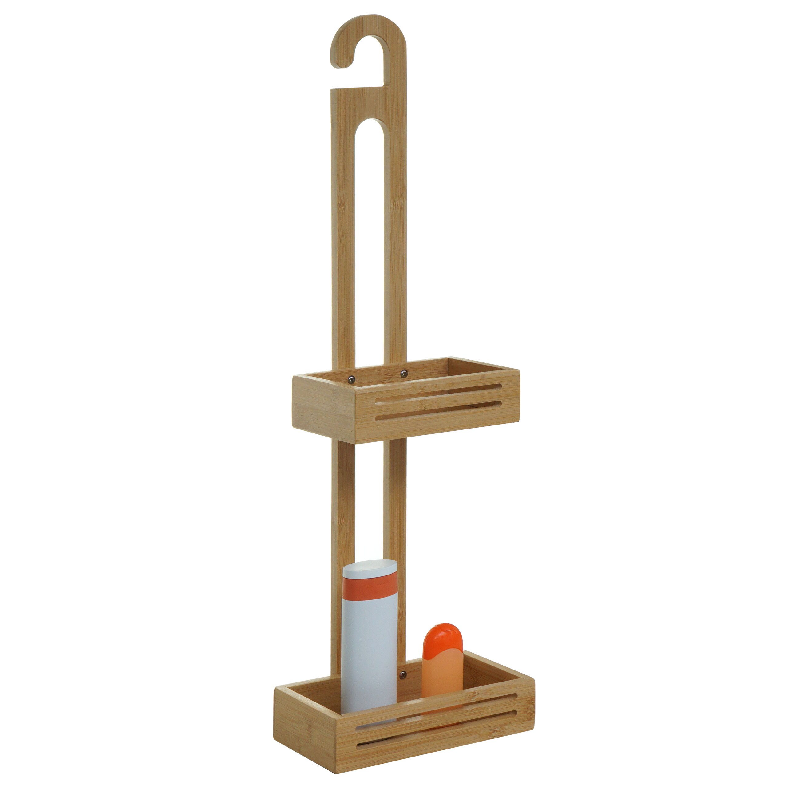 Duschablage MCW-M23, Duschregal Duschkorb Badezimmer Organizer, 2 K&ouml;rbe Bambus 69x22x13cm - Bild 1