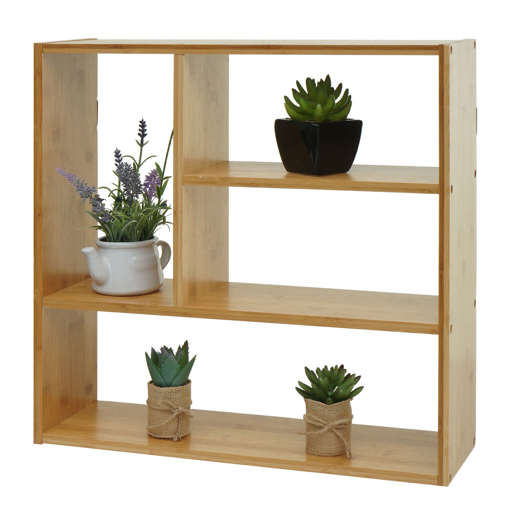 Wandregal MCW-M22, Hängeregal Schweberegal Regal mit 4 Fächern, Bambus MVG-zertifiziert 50x50x15cm | 04057651835969