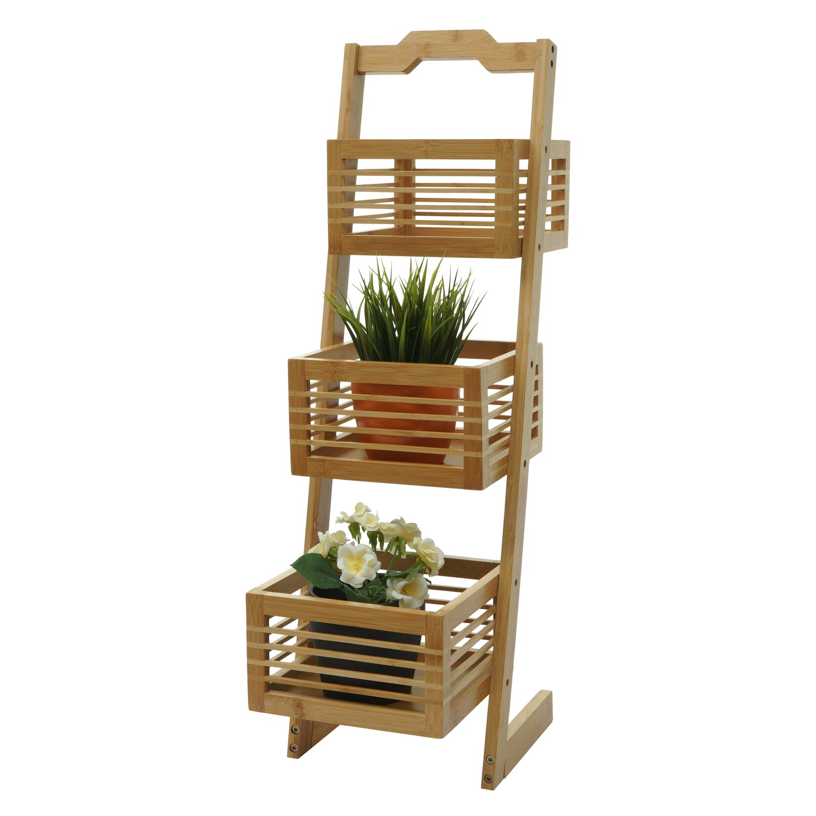 Regal MCW-M21, Standregal Badregal Ablageregal Wohnregal mit 3 Körben, Bambus 77x23x30cm