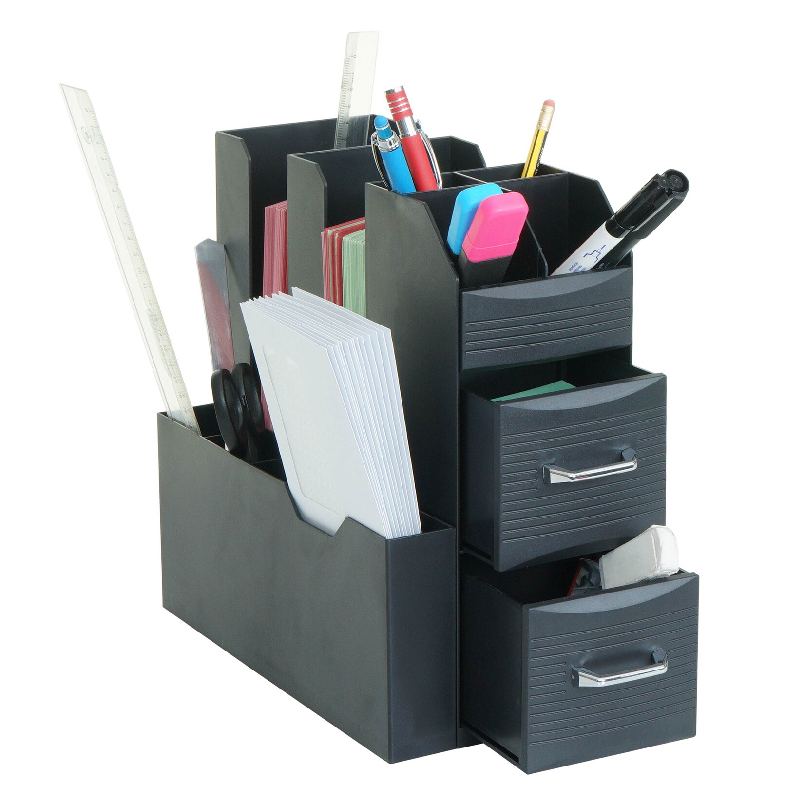 Schreibtisch Organizer MCW-L97, Büroablage Stiftehalter Aufbewahrungsbox mit 2 Schubladen und 7 Fächern, 29x14x33cm | 04057651624921
