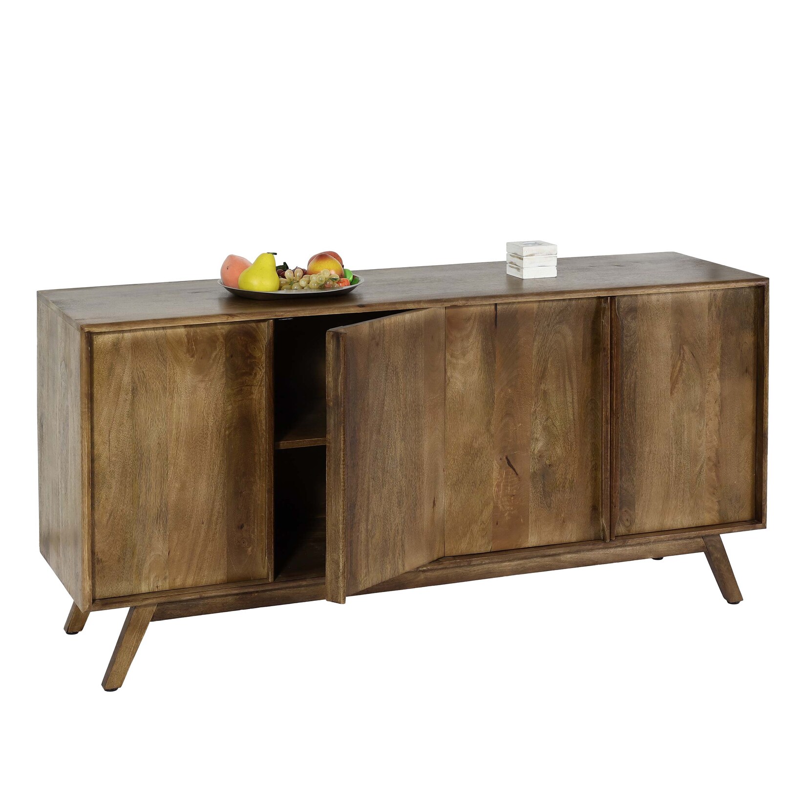 Sideboard MCW-L96, Kommode Schrank Anrichte, 4 Fächer und 4 Regalböden, Massiv-Holz Mango 72x146x43cm MVG | 04057651836669