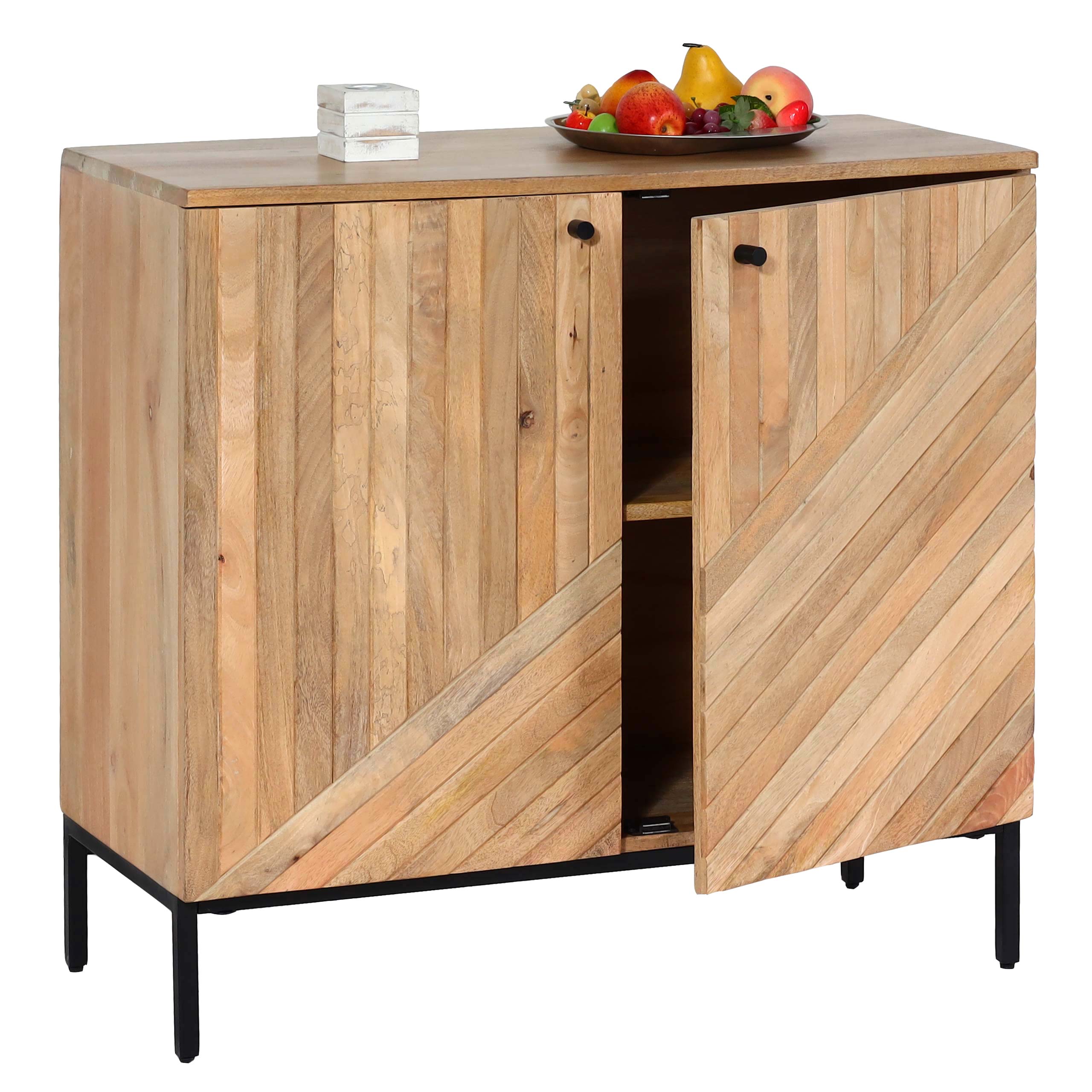 Highboard MCW-L95, Kommode Schrank Sideboard, Massiv-Holz Mango 86x90x43cm MVG-zertifiziert, natur - Bild 1