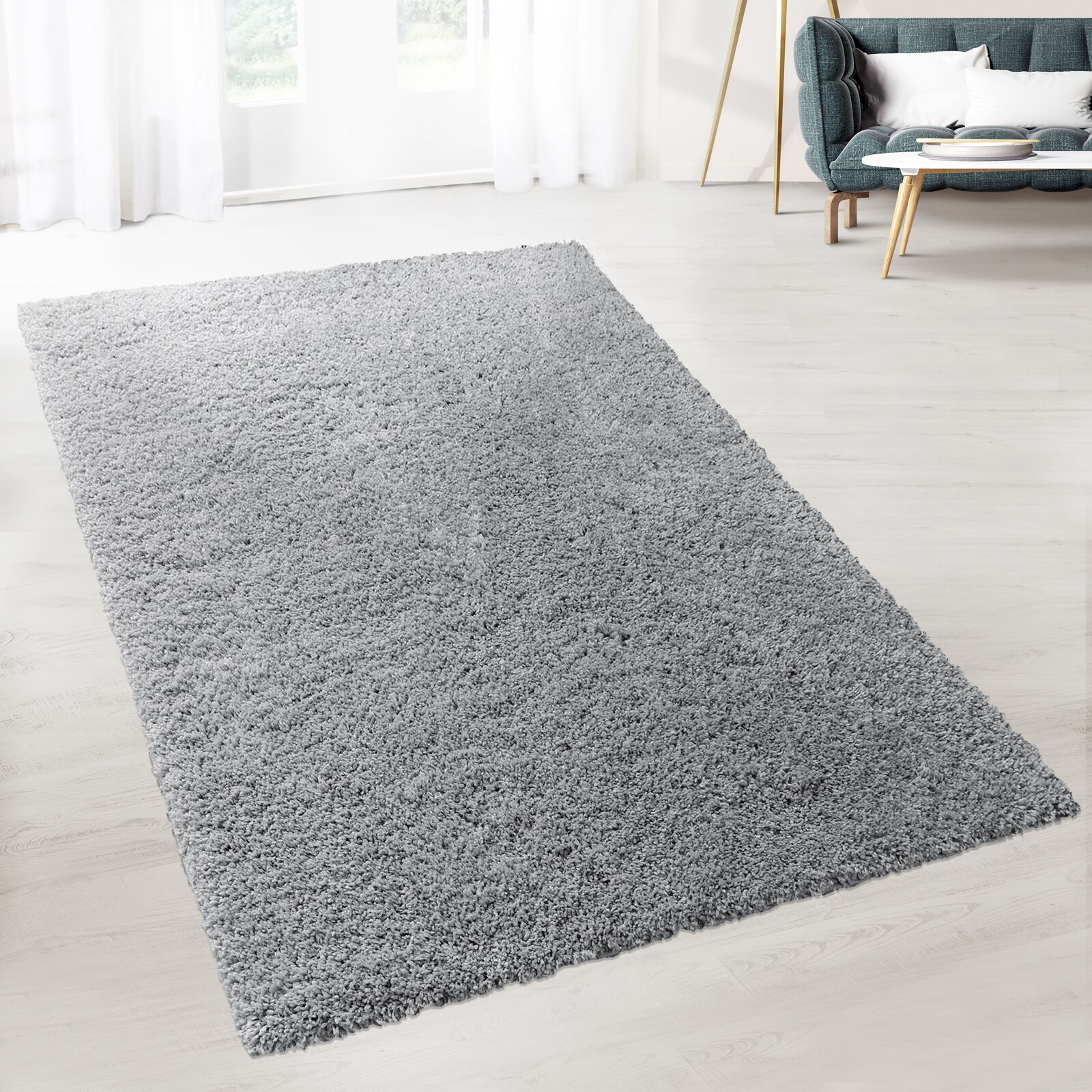 floordirekt Shaggy-Teppich Prestige Silbergrau