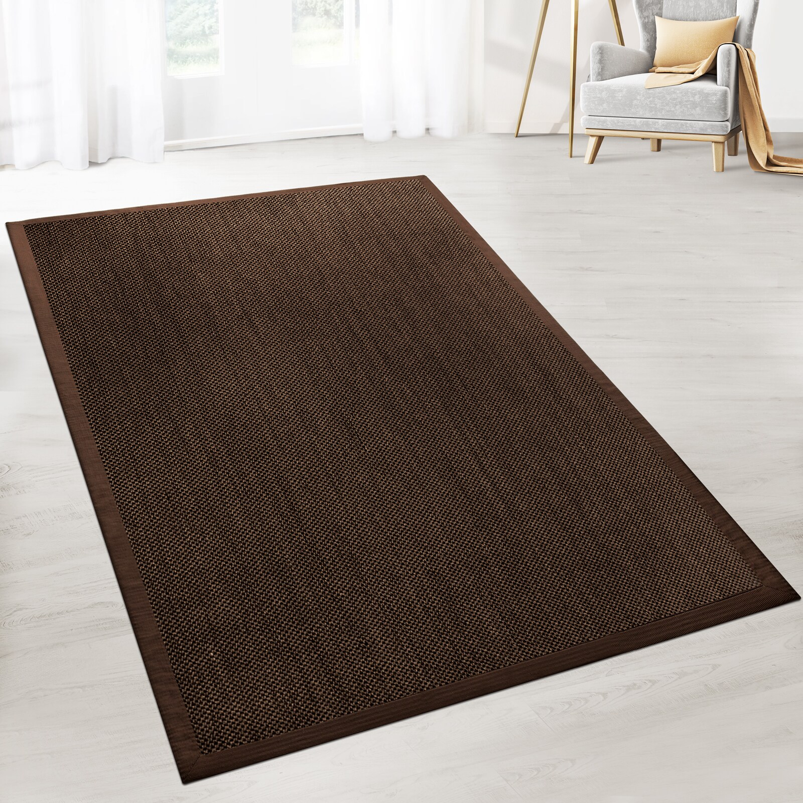 karathomeliving Sisal Tiger-Eye Mit Bordüre Braun DC-311