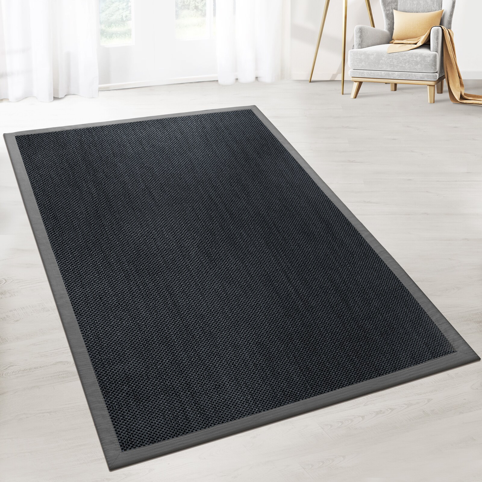 karathomeliving Sisal Tiger-Eye Mit Bordüre Grau DC-261