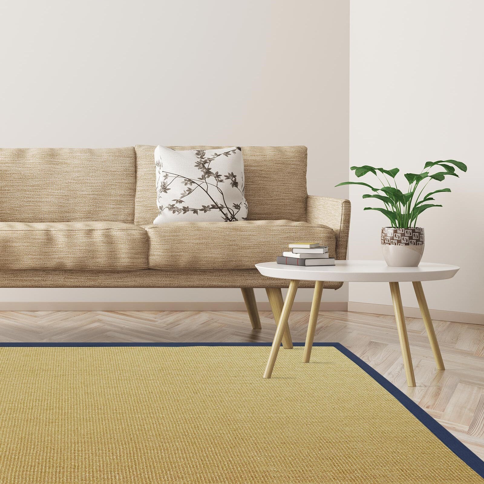 Karat Sisal-Teppich Amazonas Natur Bordüre: Jeans / Denim