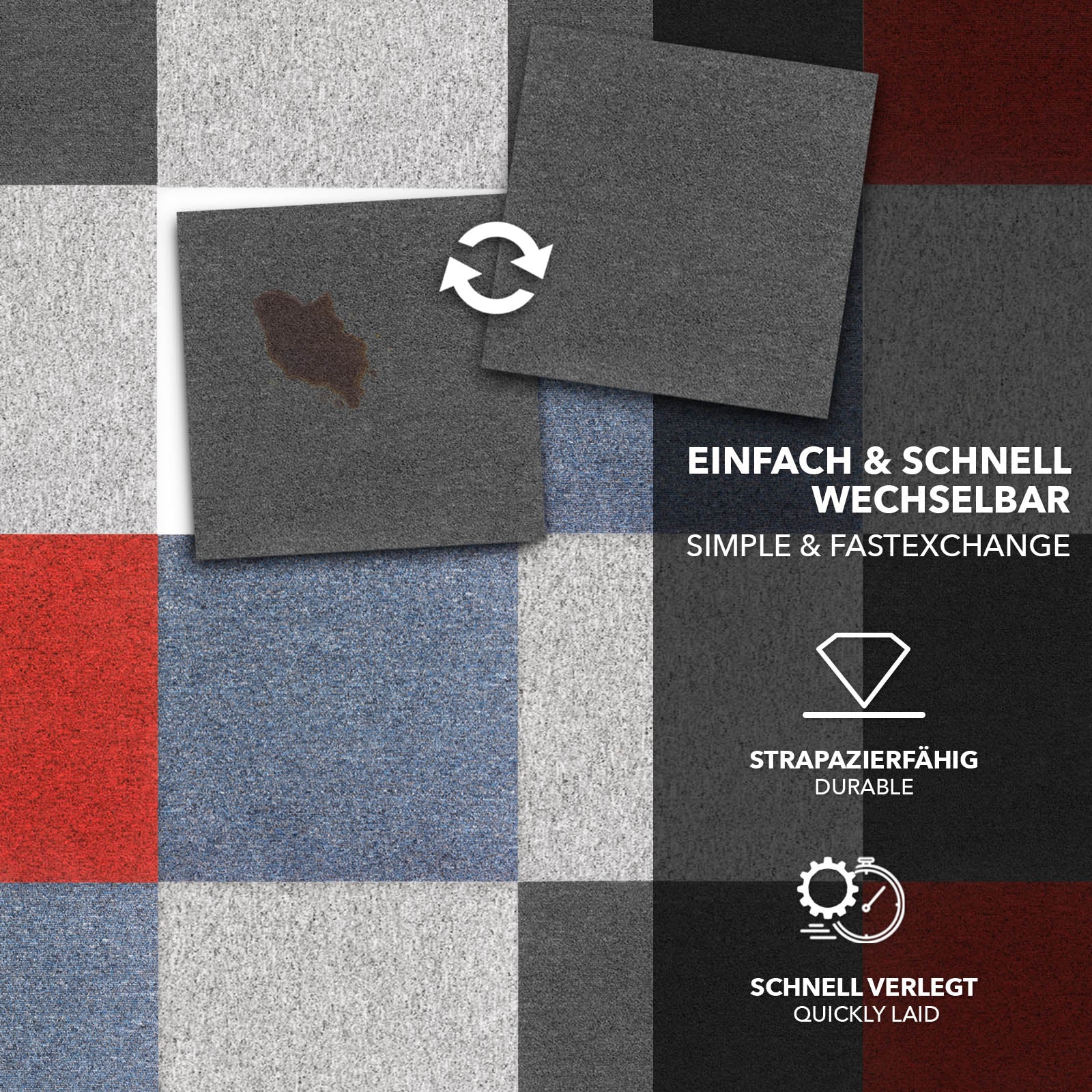 karathomeliving Teppichfliesen Moscow | Dunkelgrau - Bild 1