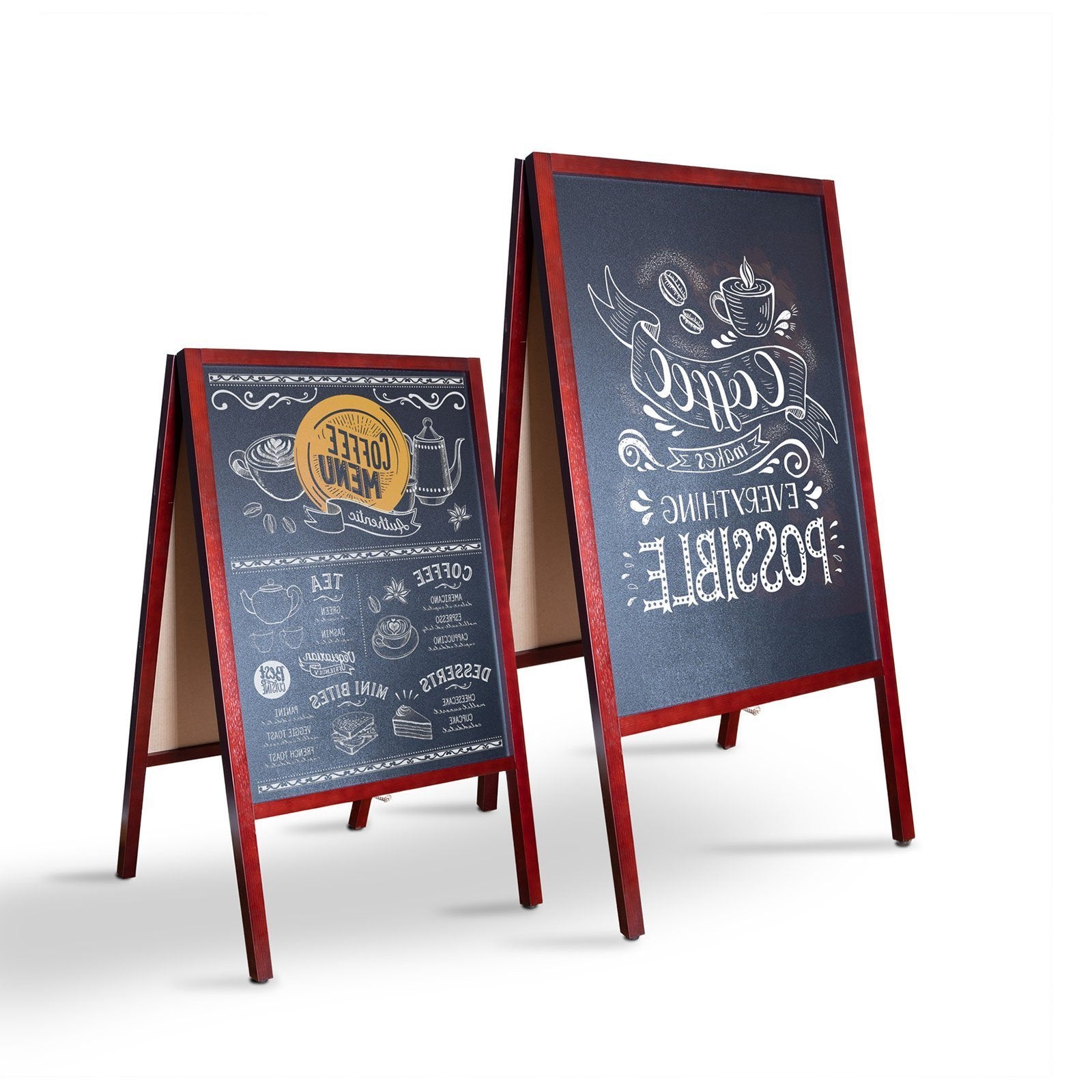 Office Marshal Kundenstopper | Kreidetafel | Mit Holzrahmen | Braun - Bild 1