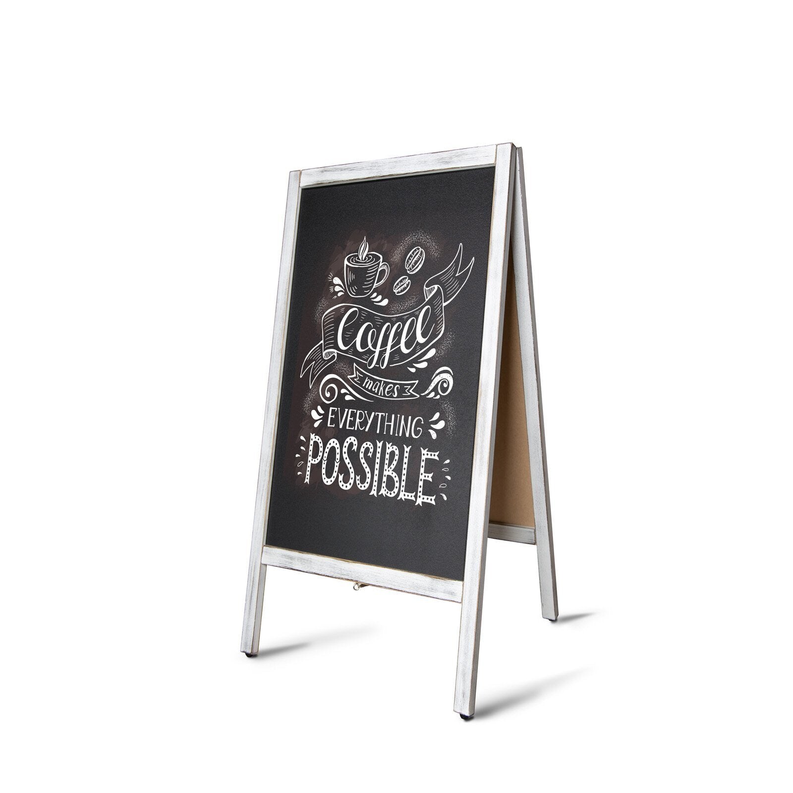 Office Marshal Kundenstopper   Kreidetafel   Mit Holzrahmen   Weiß-Grau | 04064149015253