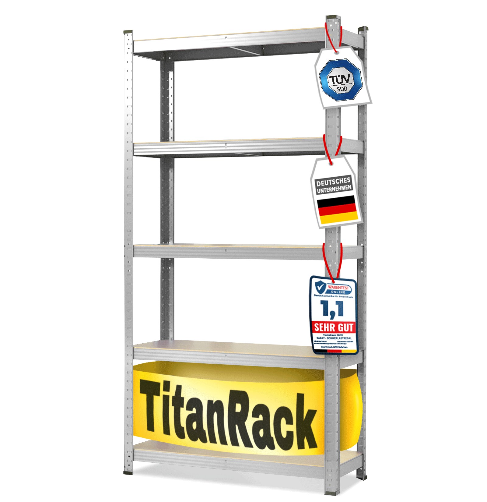 karatcommercial Schwerlastregal Grizzly | Verzinkt | H&ouml;he: 180 cm | Breite: 120 cm - Bild 1