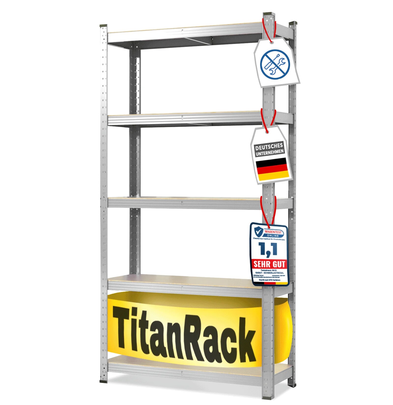 karatcommercial Schwerlastregal Grizzly Verzinkt Höhe: 200 cm Breite: 100 cm