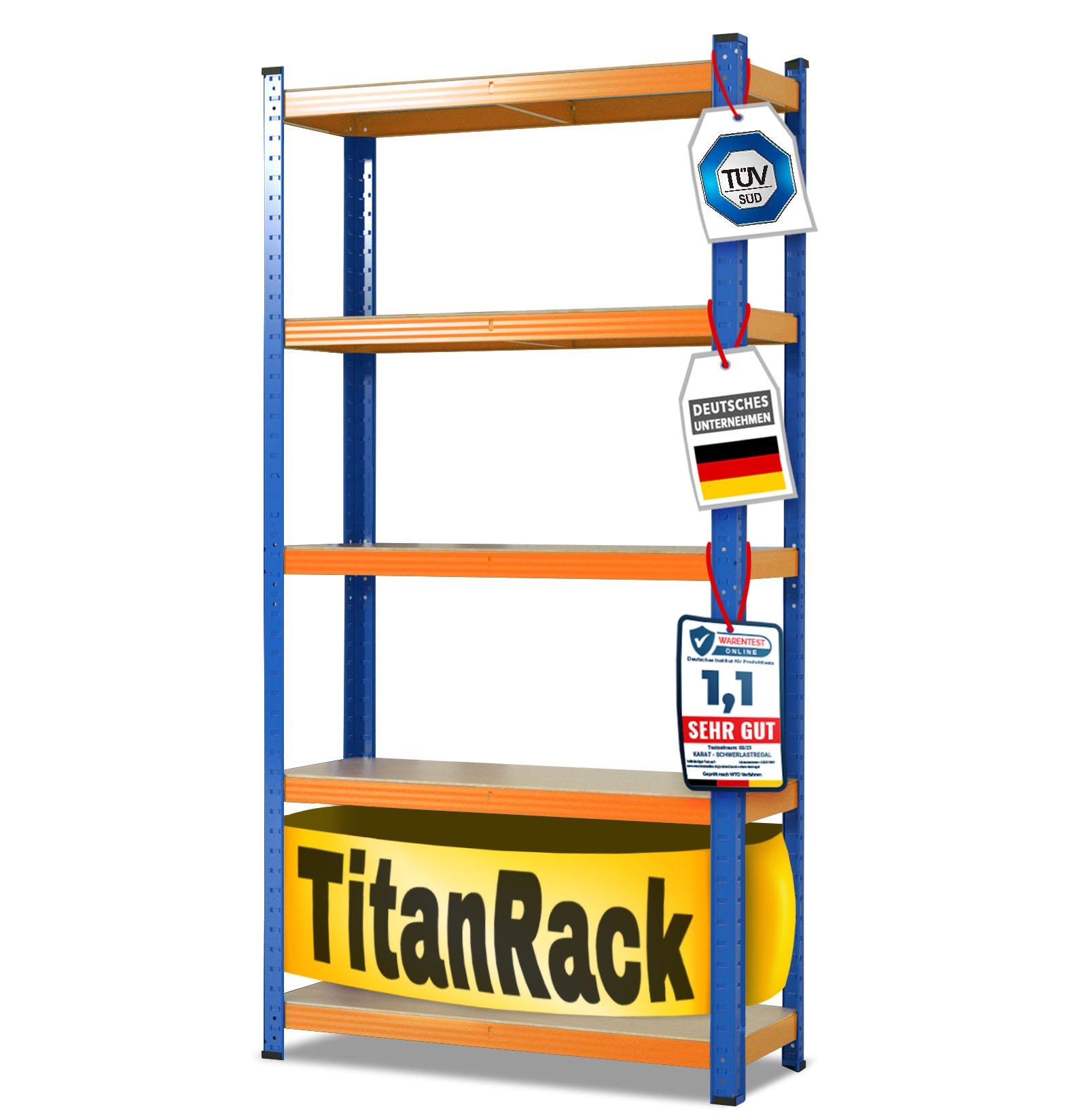 karatcommercial Schwerlastregal Grizzly | Blau-Orange | H&ouml;he: 180 cm | Breite: 90 cm - Bild 1