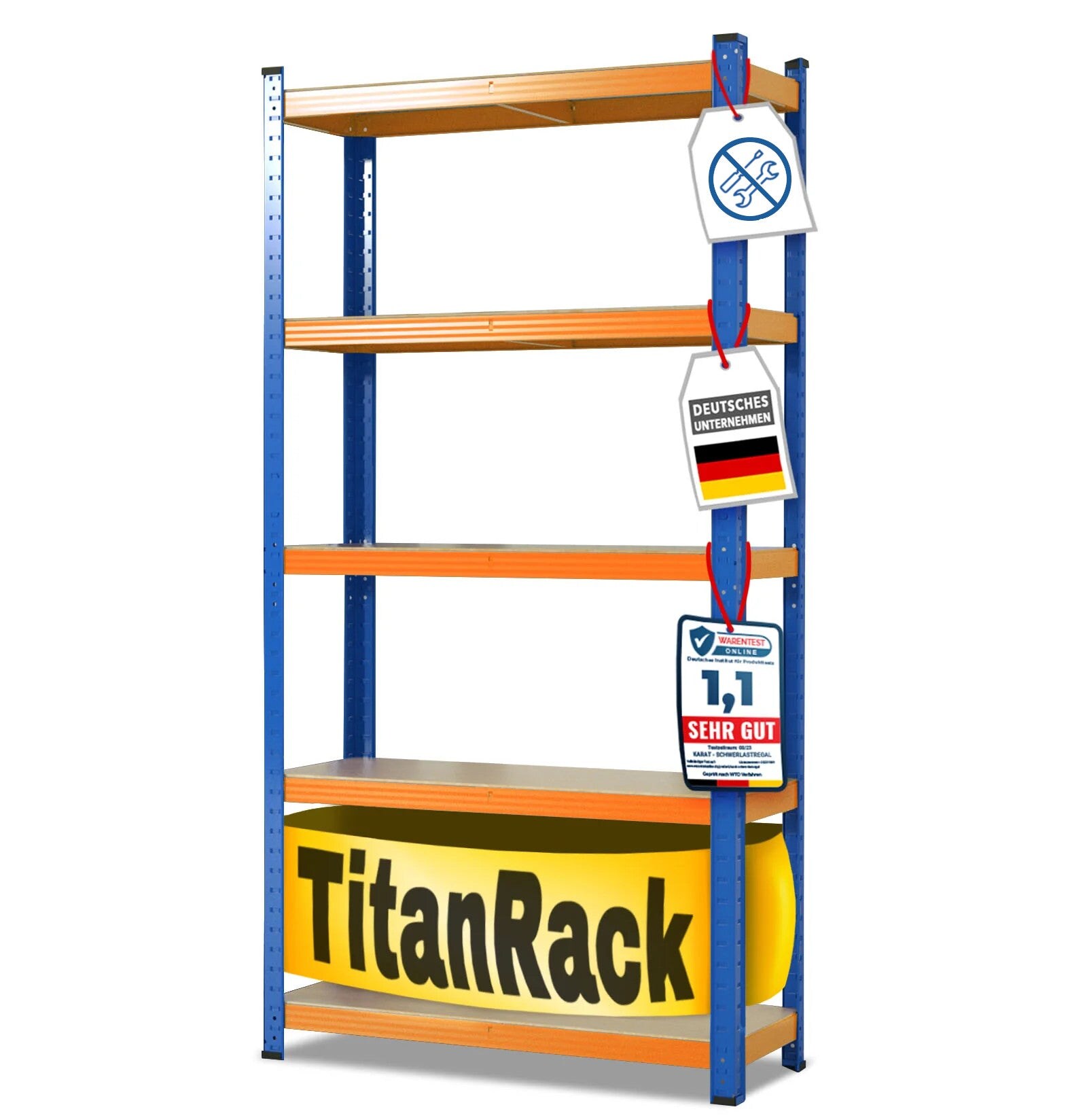 karatcommercial Schwerlastregal Grizzly Blau-Orange Höhe: 180 cm Breite: 120 cm