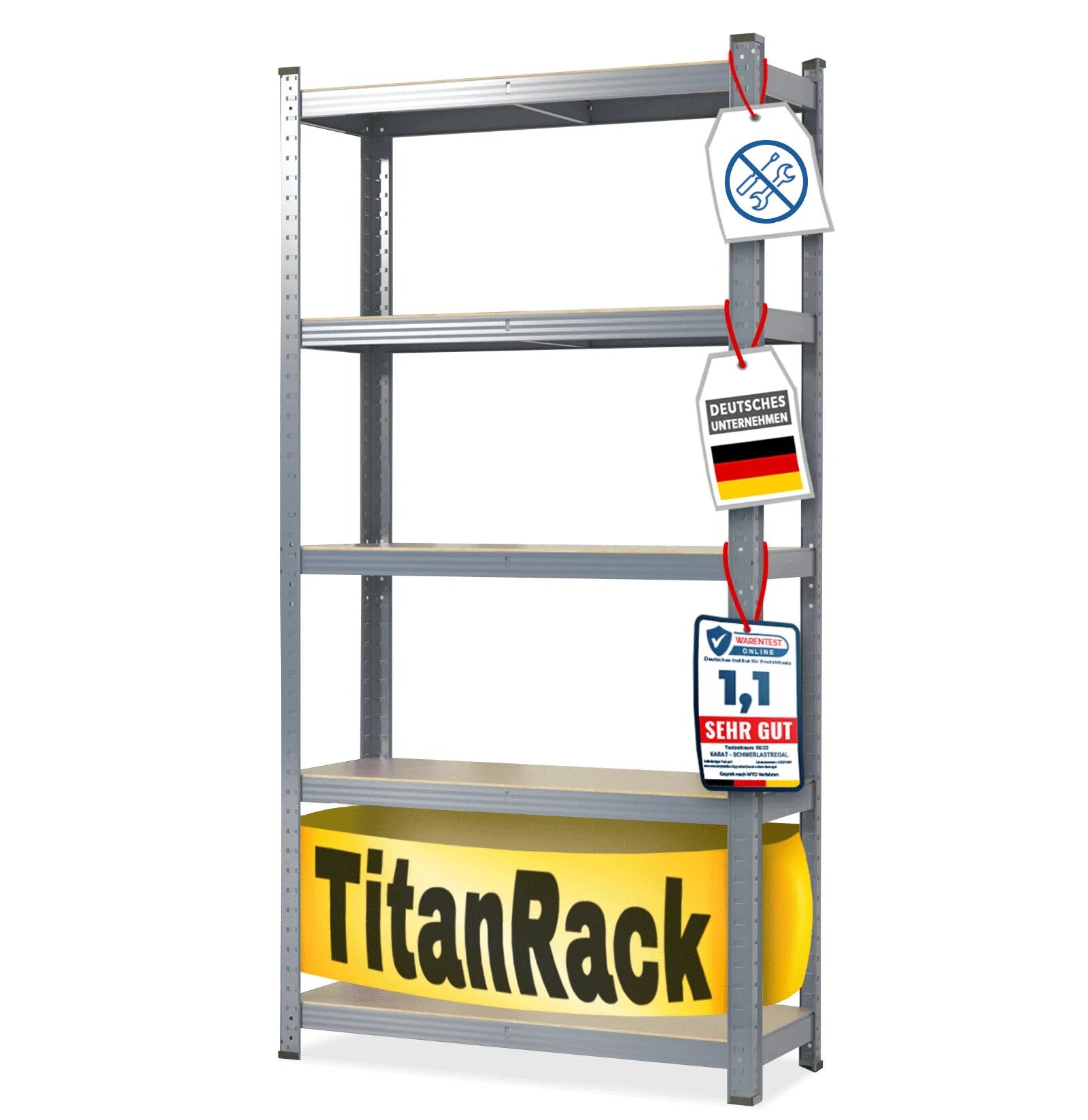 karatcommercial Schwerlastregal Grau-Anthrazit Höhe: 150 cm Breite: 75 cm