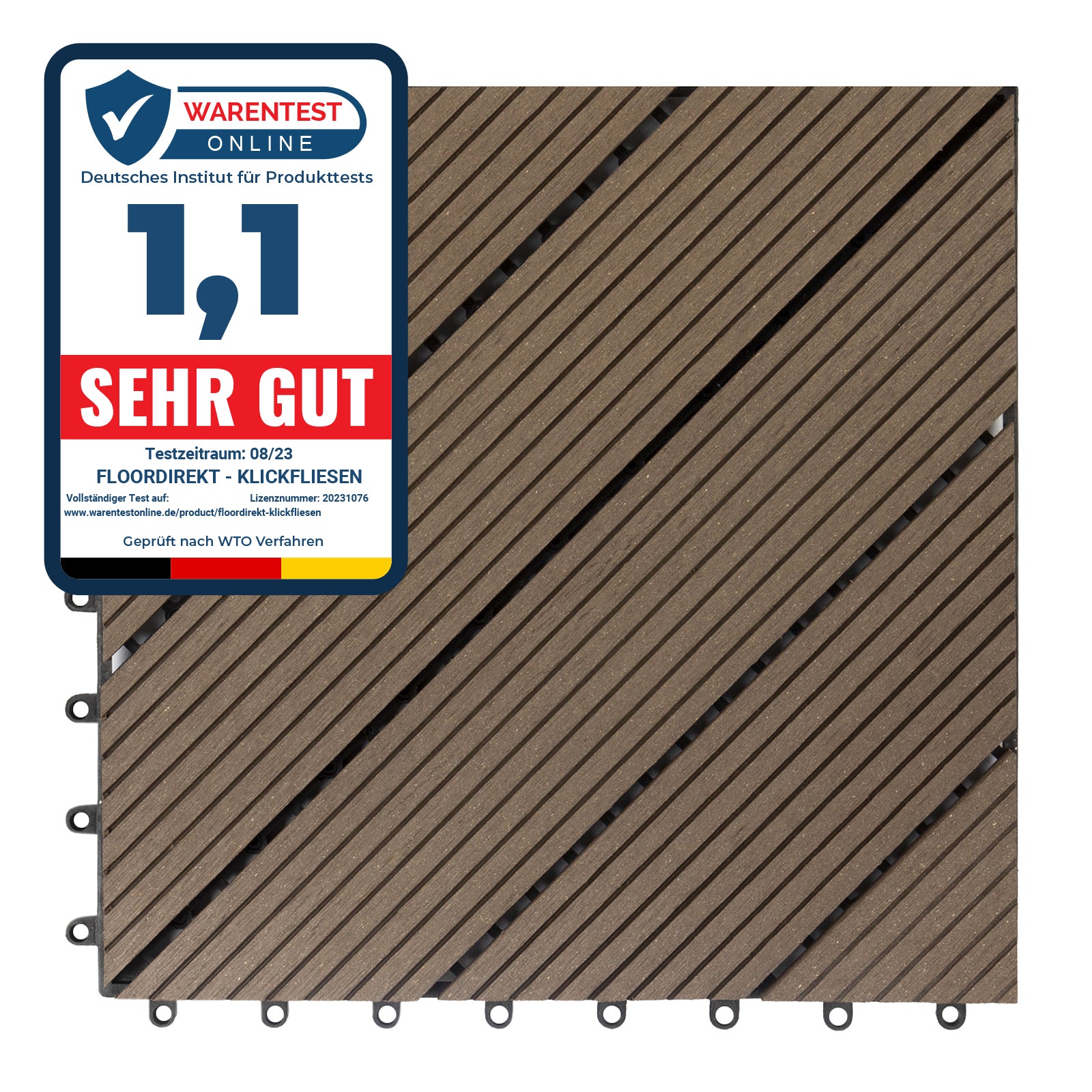 floordirekt WPC-Terrassenfliese | Classic | Dunkelbraun - Bild 1