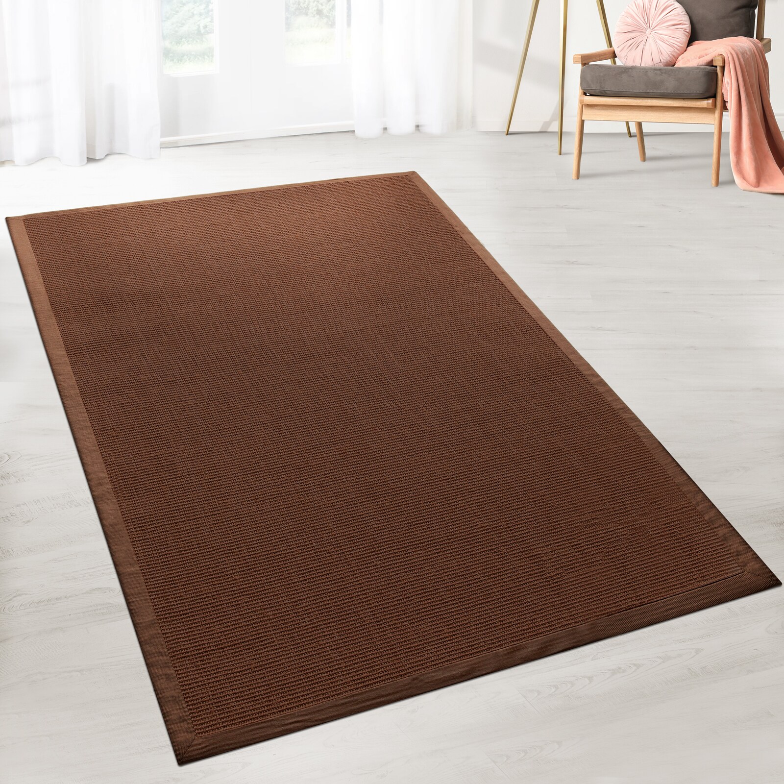 Karat Sisal-Teppich Amazonas Dunkelbraun Mit Bordüre