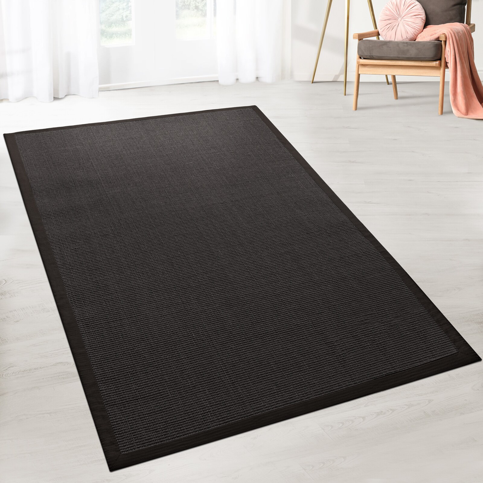 Karat Sisal-Teppich Amazonas Schwarz Mit Bordüre