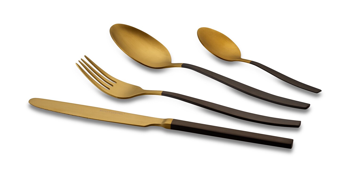 ECHTWERK Besteck "Due" 24tlg gold/schwarz matt - Bild 1